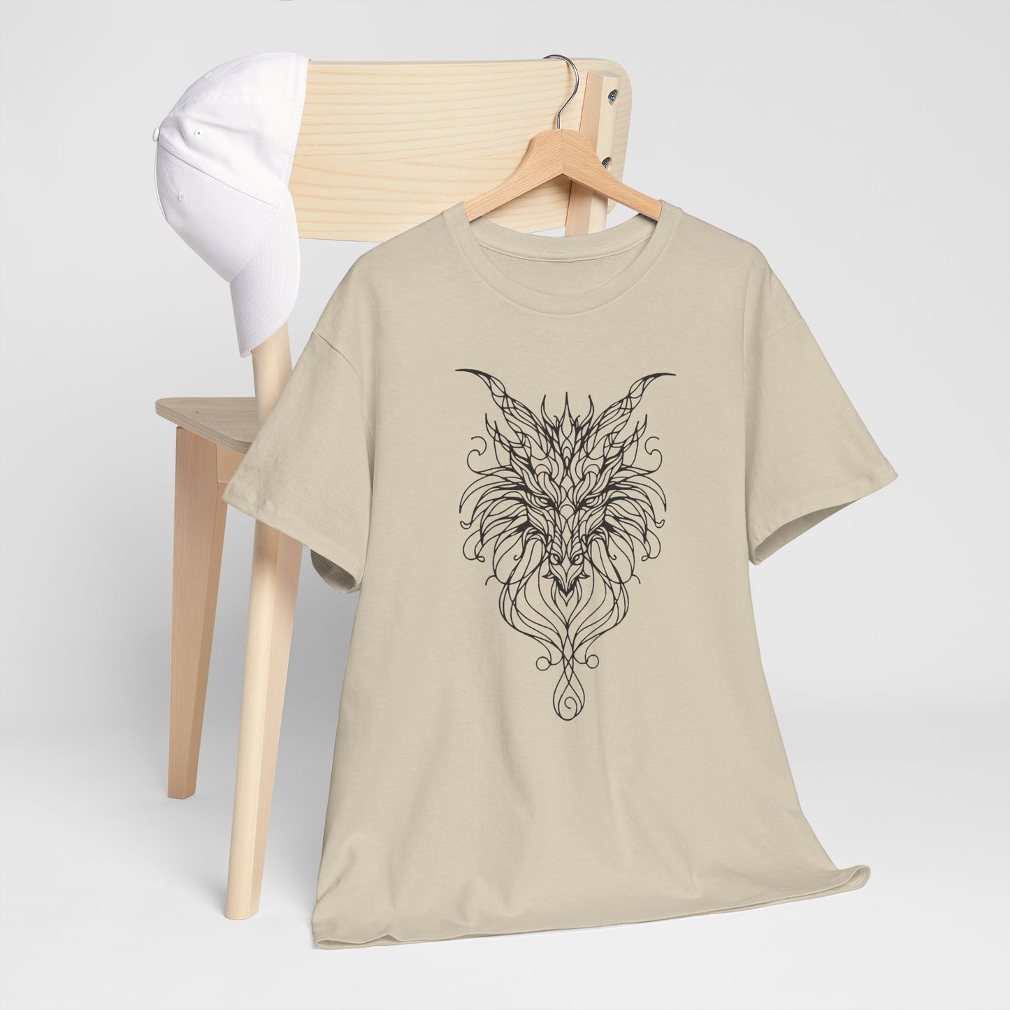 Dragon Line Art Shirt | Mythical Creature Sketch Tee | Minimalist Tattoo Style Top | Intricate Fantasy Art Gift | Unisex White T-Shirt