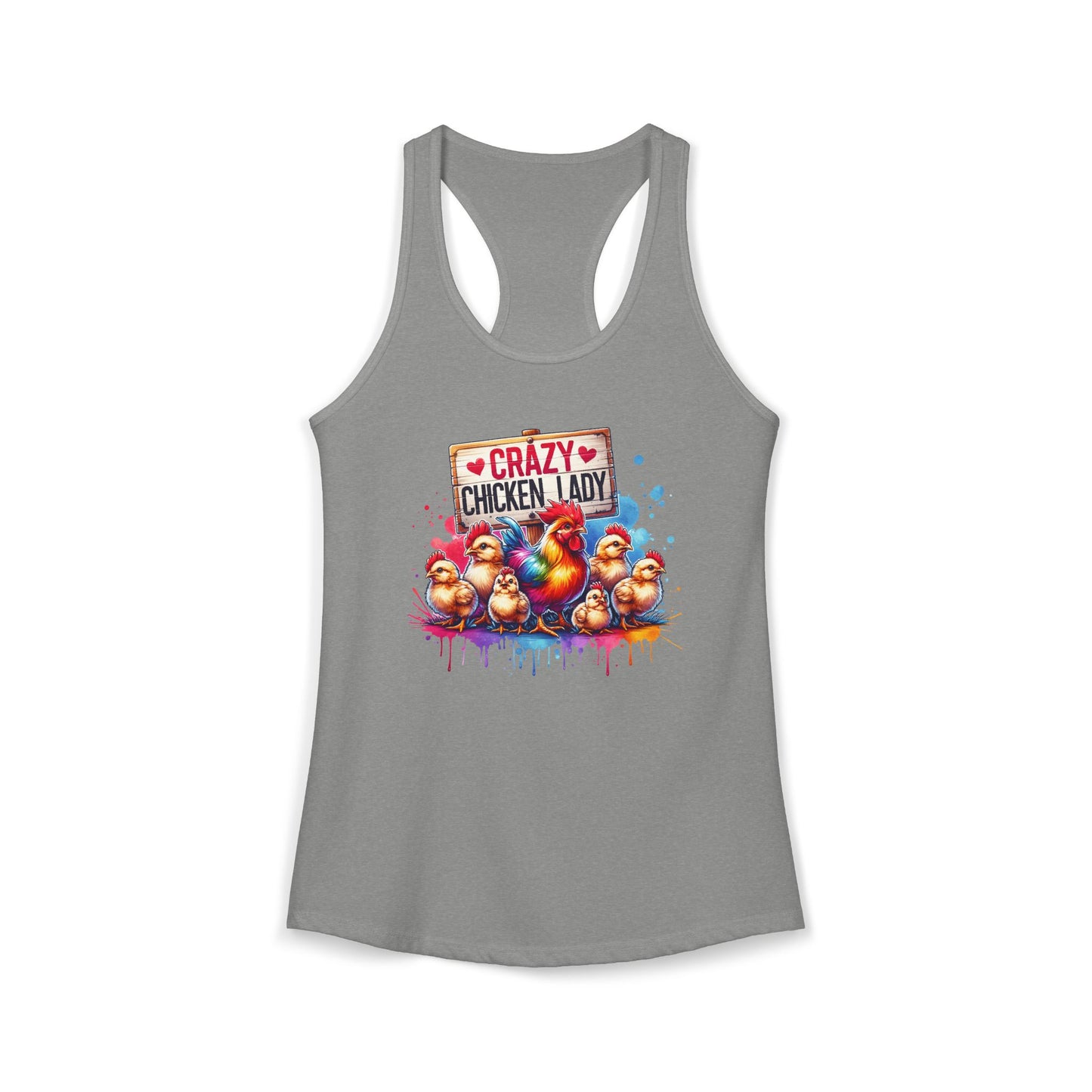 Whimsical ‘Crazy Chicken Lady’ Illustrated Tank Top – Perfect for Poultry Enthusiasts