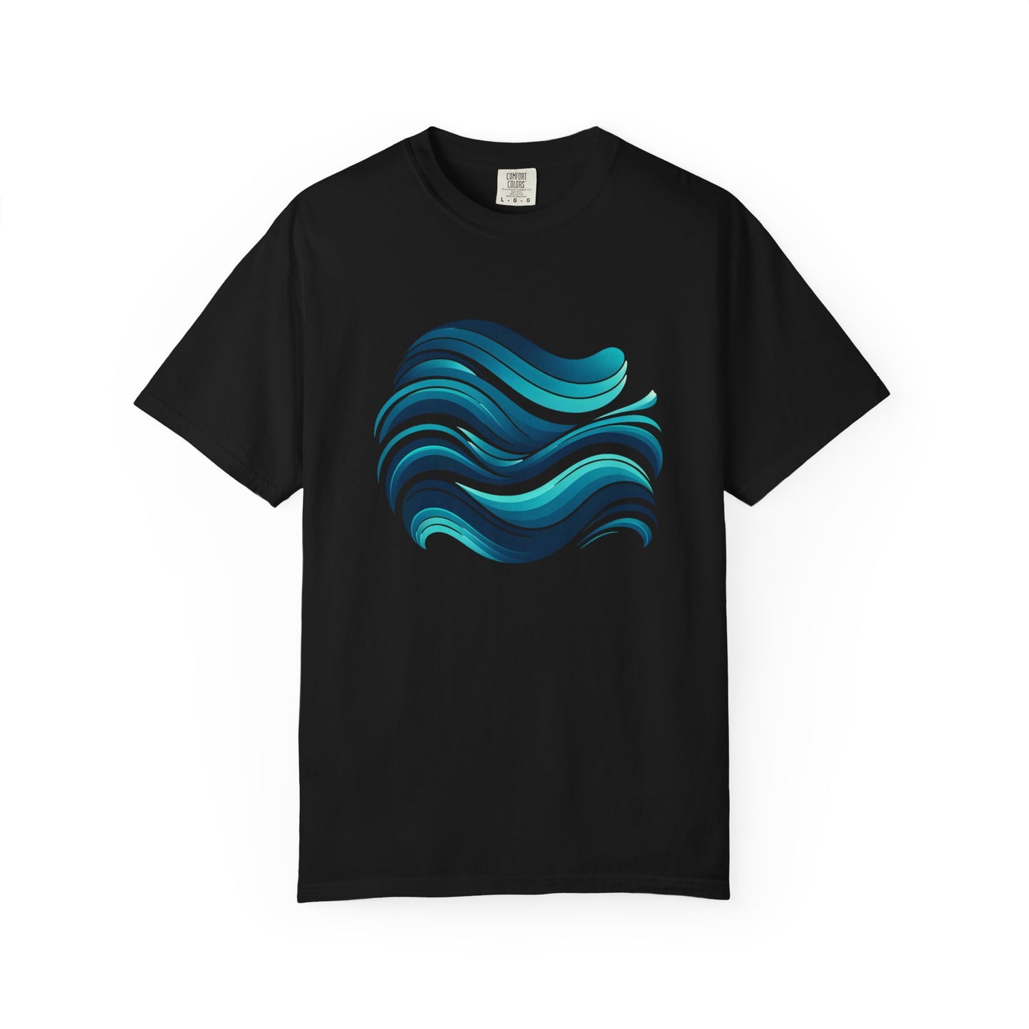 Abstract Ocean Wave T-Shirt  Modern Aqua Design   Artistic Sea Wave