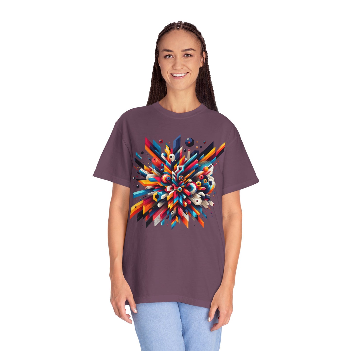 Abstract Art Energy Shirt | Comfort Colors 1717 | Vibrant Geometric Explosion Tee | Soft Washed Garment Dyed Cotton | Artistic Streetwear