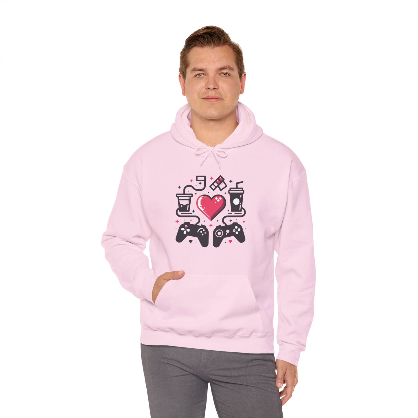 Viral Gamer Heart Life Hoodie - Retro Controllers Soda & Snacks Graphic Unisex Sweatshirt - Ultimate Gaming Gift