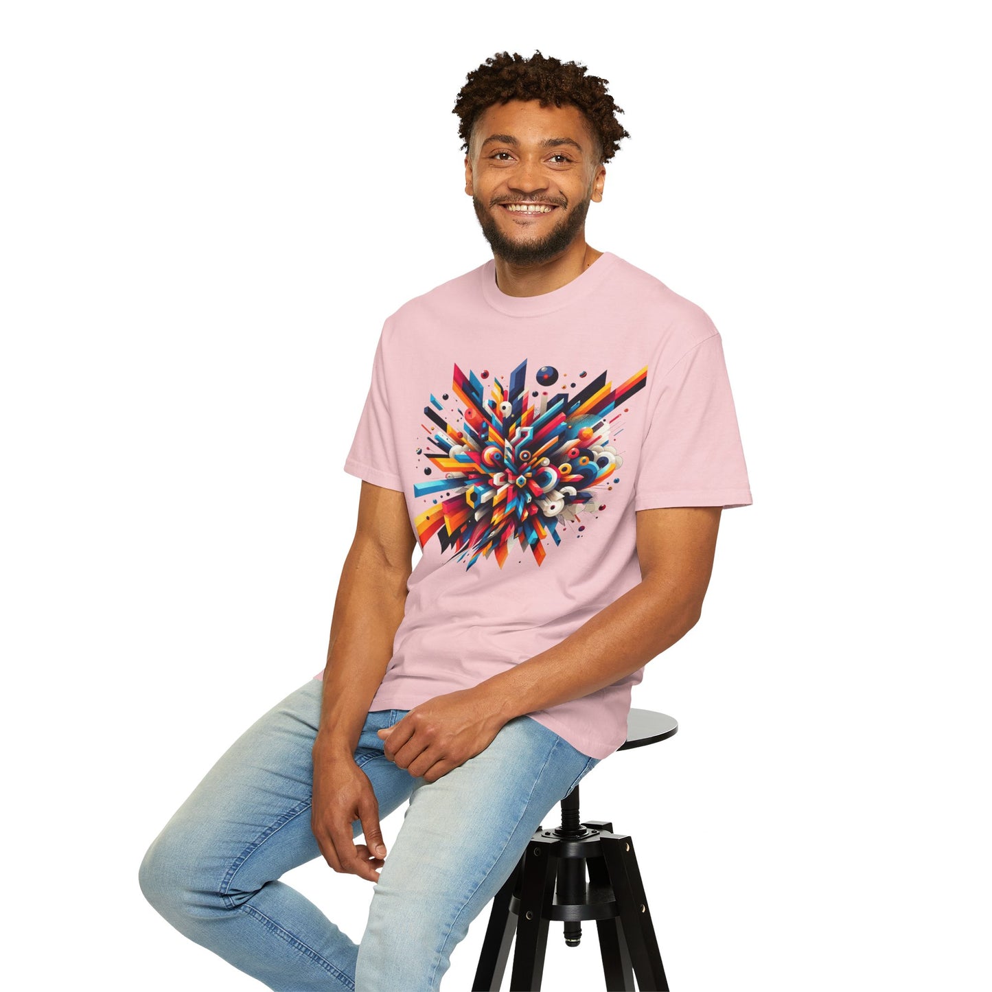 Abstract Art Energy Shirt | Comfort Colors 1717 | Vibrant Geometric Explosion Tee | Soft Washed Garment Dyed Cotton | Artistic Streetwear