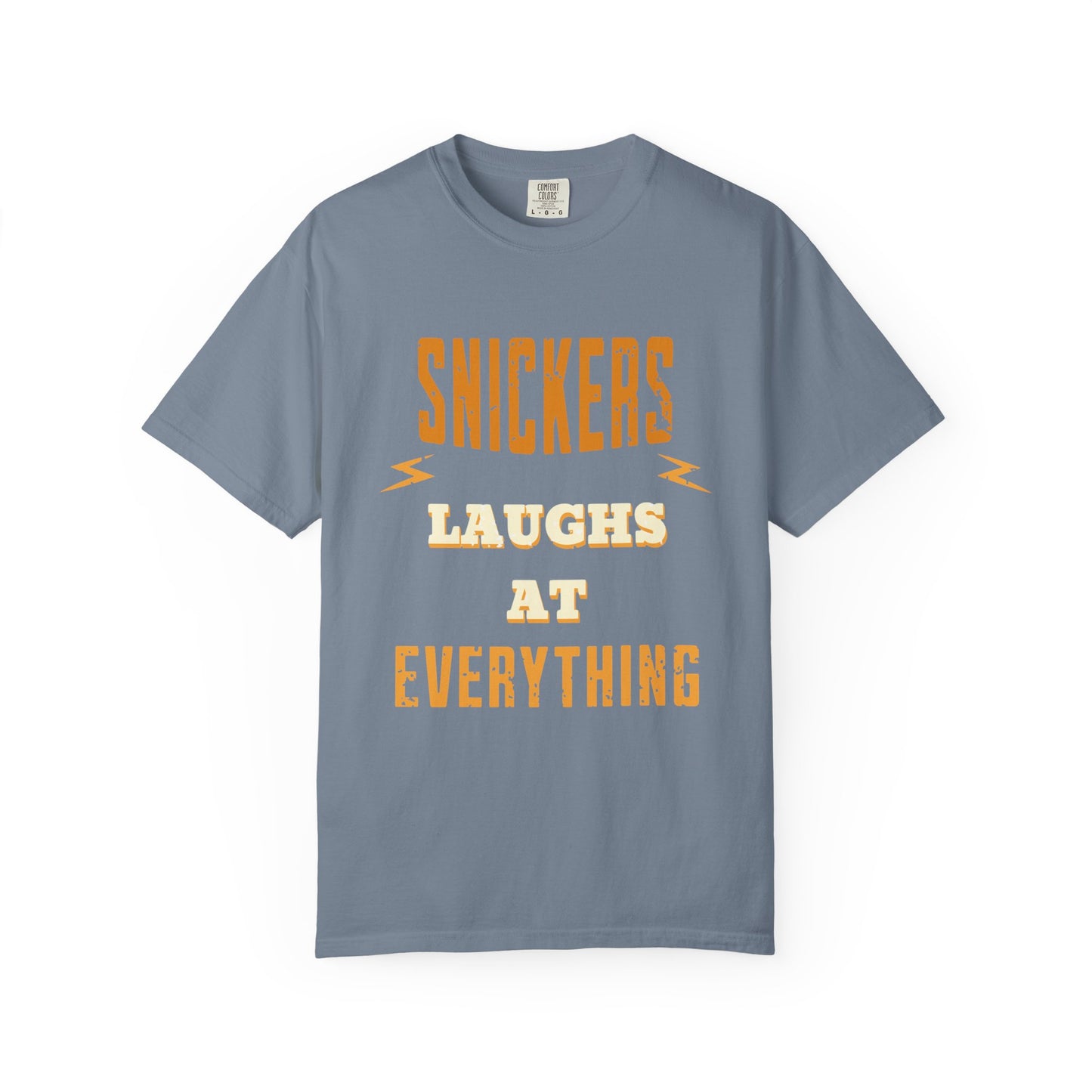 Cheerful 'Laughs at Everything' T-Shirt - coworker/friend Inspired Humorous Fun Shirt