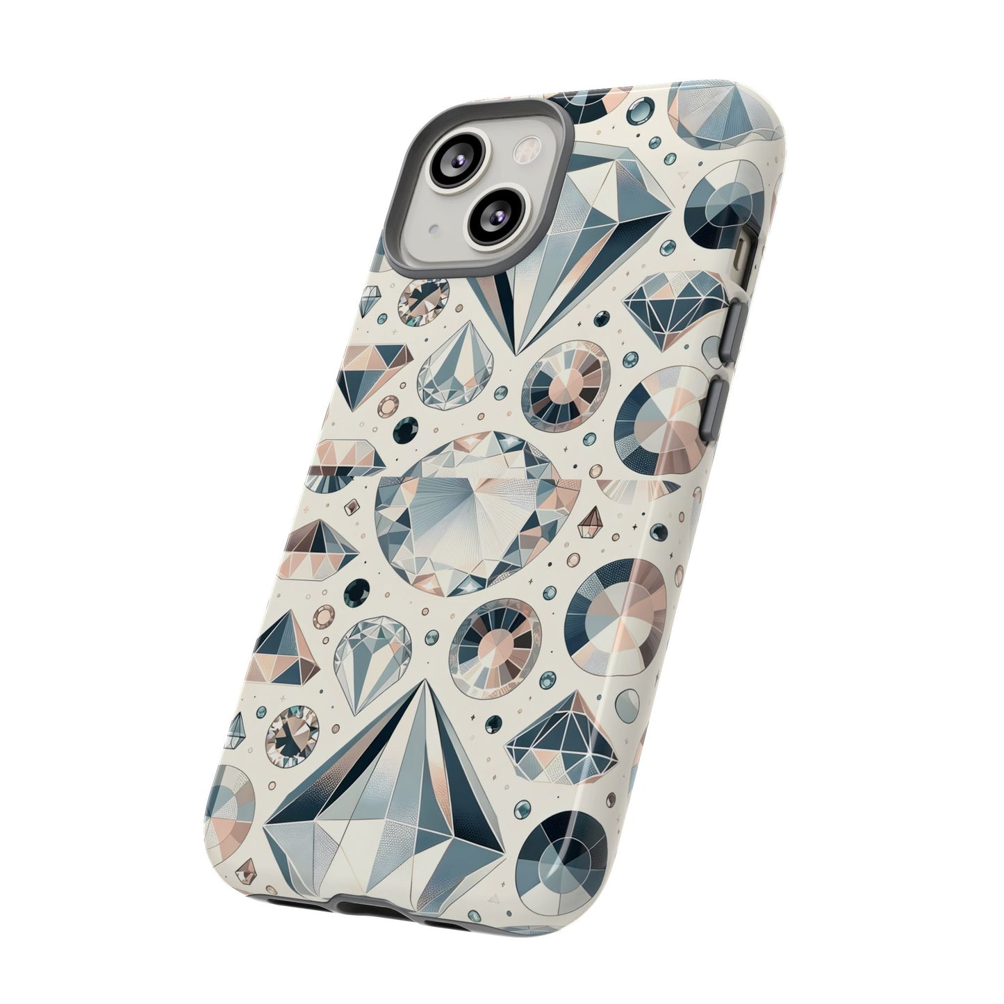 Diamond Pattern iPhone Case | Dual Layer Tough Cover | Luxury Gemstone Print | Glossy or Matte Finish | Shockproof Polycarbonate & TPU Shell