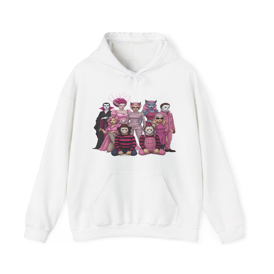 Lady Slashers Halloween Hoodie | Female Horror Villains Hooded Sweatshirt Perfect for Costume Parties