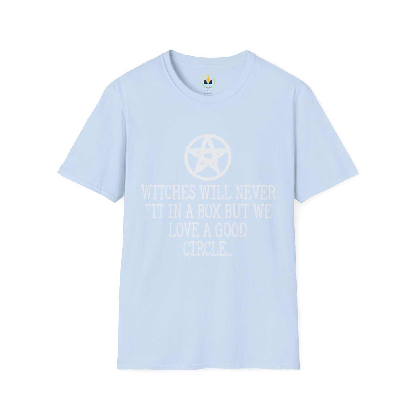 Witches Will Never Fit in a Box – Pentagram Circle Witchy T‑Shirt for Modern Coven Queens