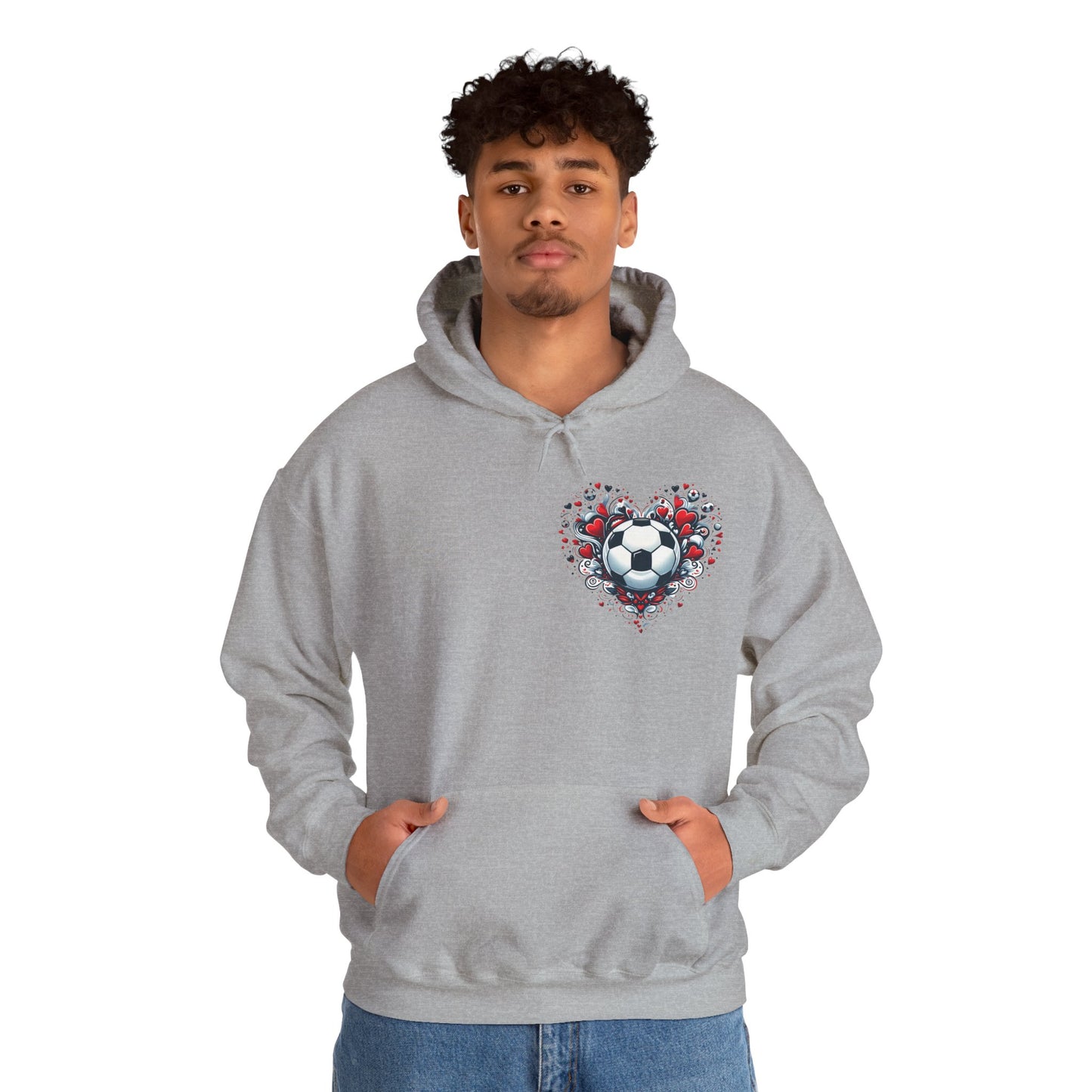 Love the Game Soccer Heart Hoodie | Minimalist Left-Chest Print | Soccer Mom & Fan Gift