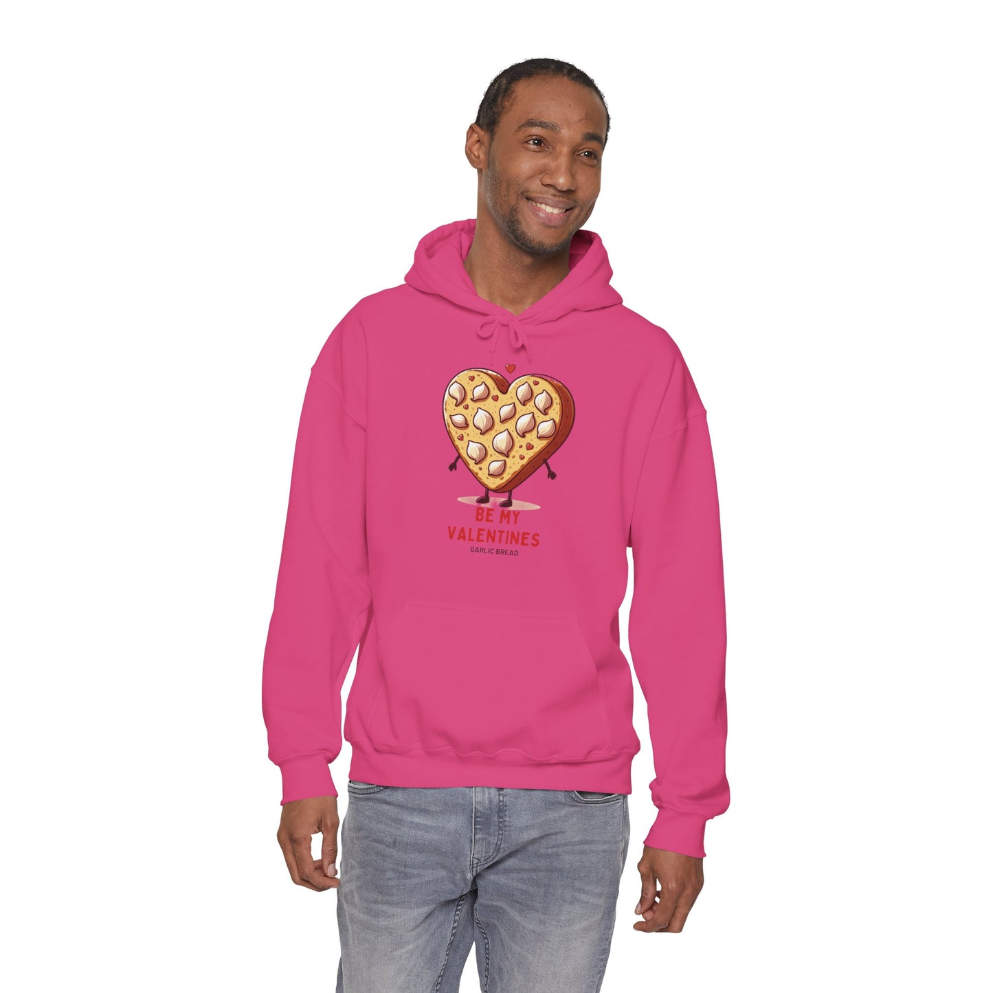 Garlic Bread Heart Hoodie Be My Valentines Unisex Sweatshirt - Funny Foodie Gift