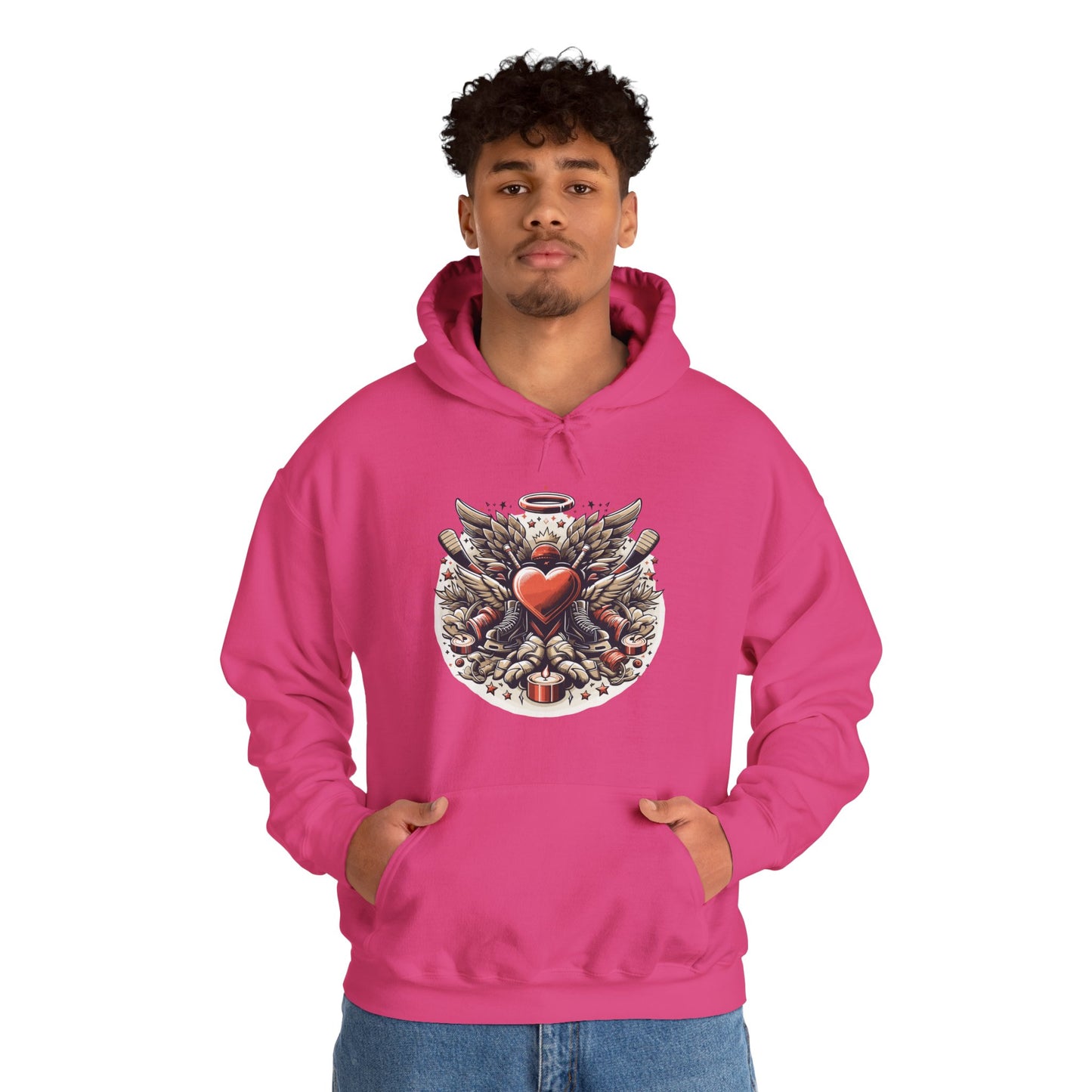 Hockey Heart & Angel Wings Hoodie | Edgy "Love the Game" Sweatshirt | Unique Sports Valentine's Gift