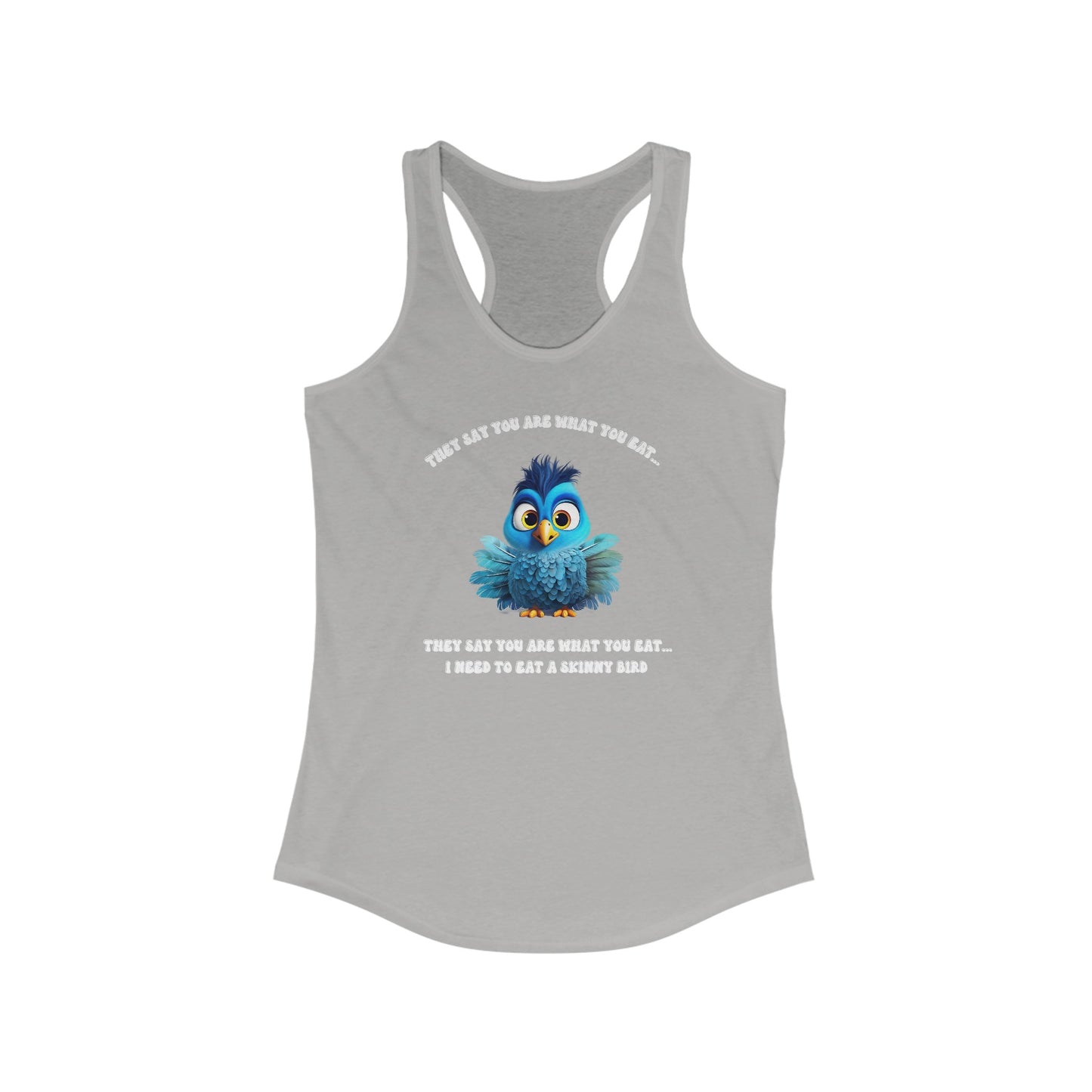 Whimsical Blue Bird Tank Top - Fun Diet Humor Women’s Apparel