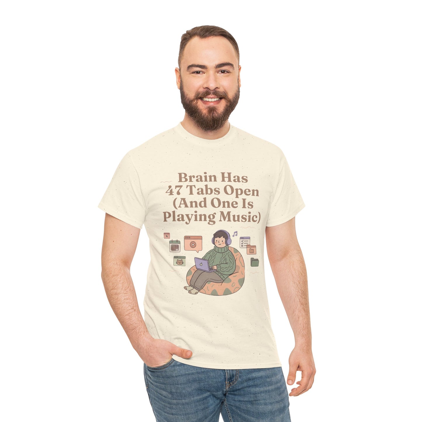ADHD Lofi Aesthetic: 'Brain Has 47 Tabs Open (And One Is Playing Music)' Graphic Tee