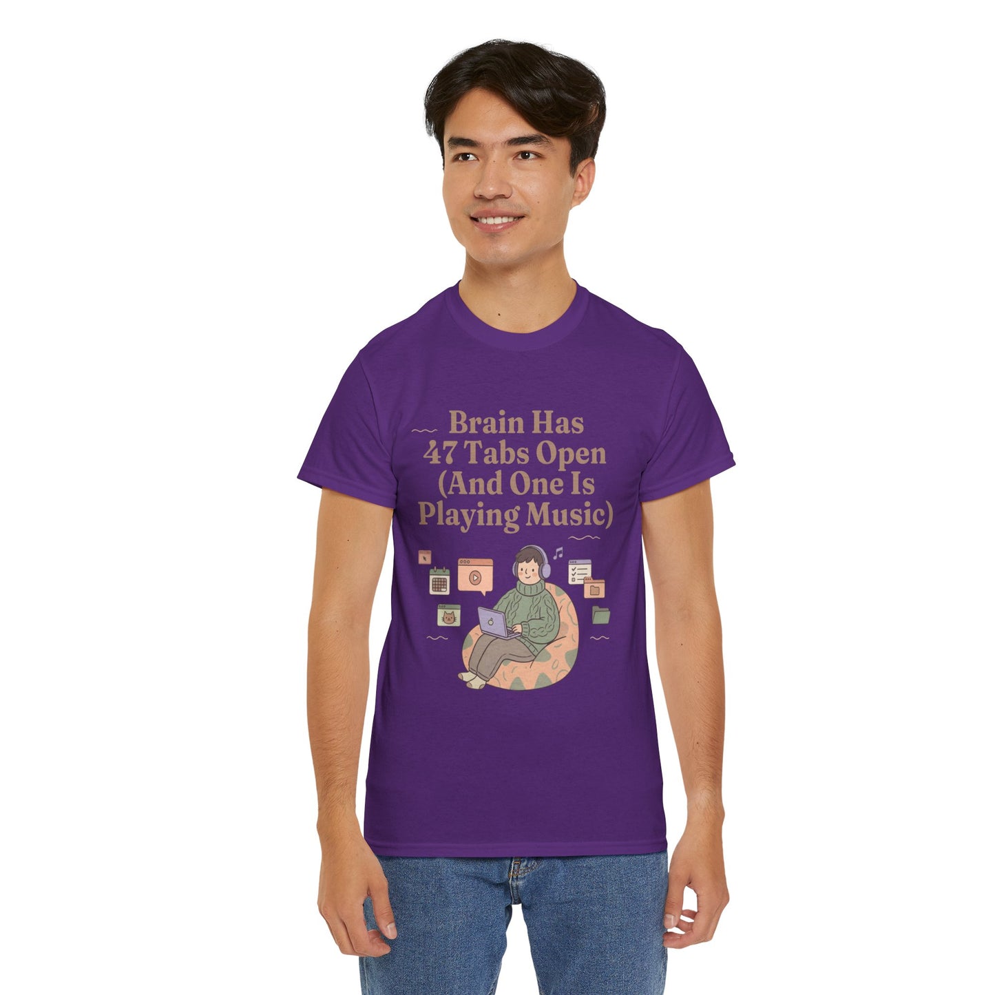 ADHD Lofi Aesthetic: 'Brain Has 47 Tabs Open (And One Is Playing Music)' Graphic Tee