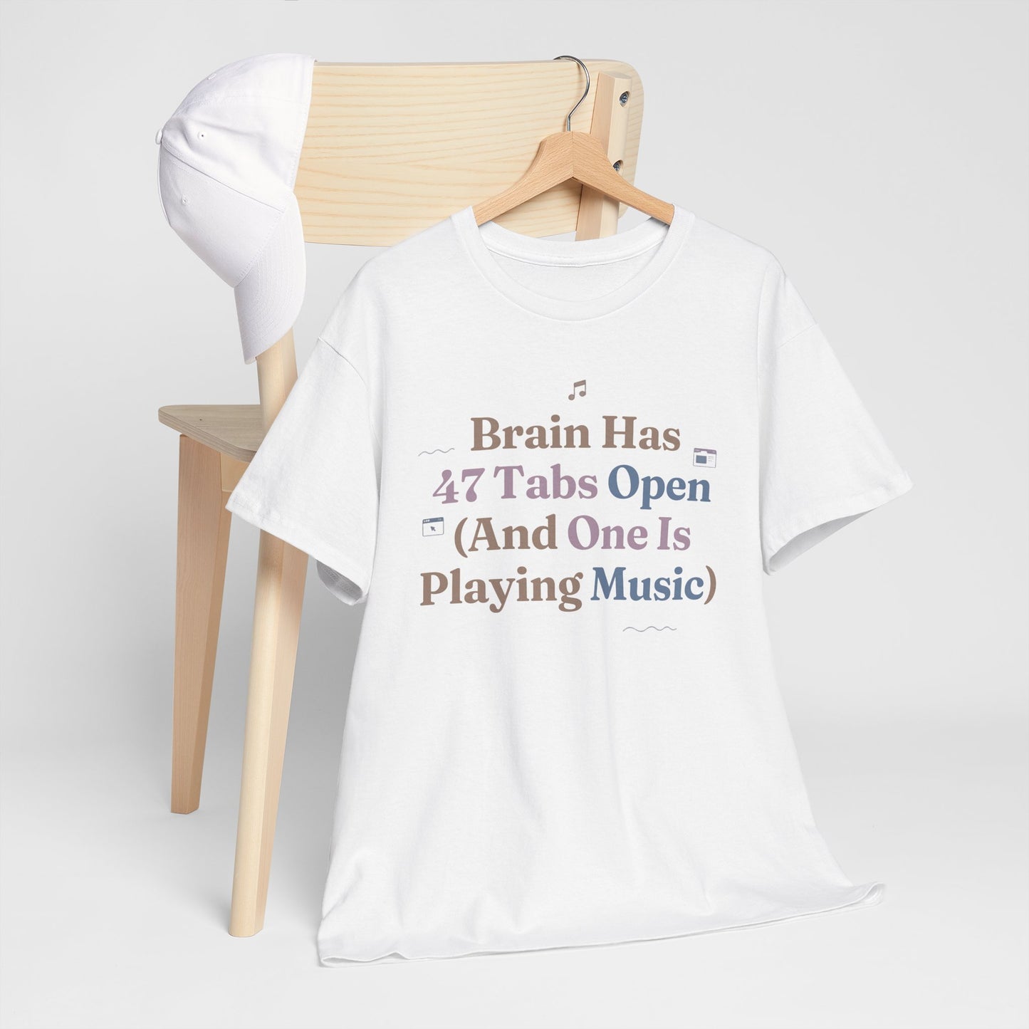 ADHD Lofi Aesthetic: 'Brain Has 47 Tabs Open (And One Is Playing Music)' Graphic Tee