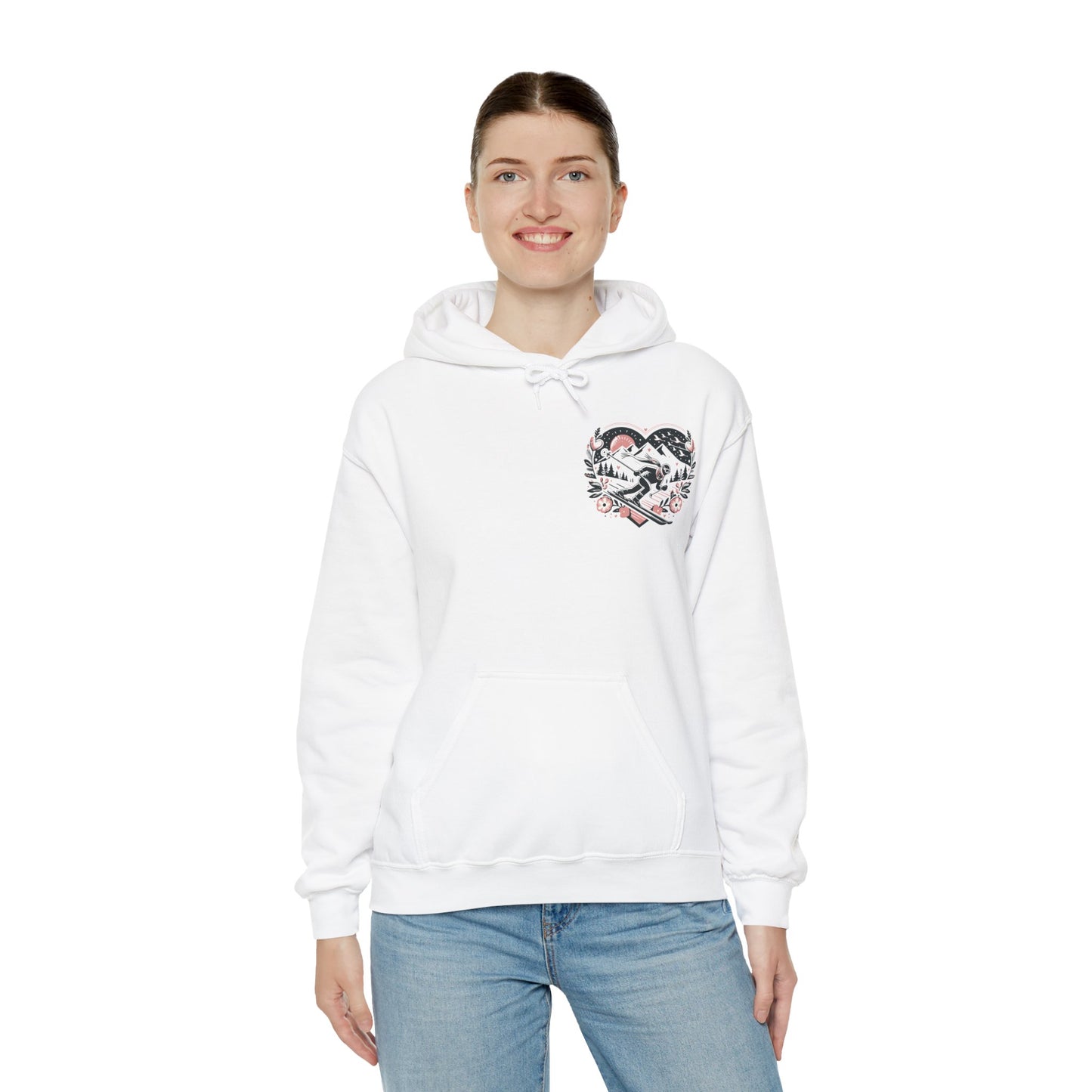 Love the Slopes" Skiing Hoodie | Mountain Heart Illustrated Sweatshirt | Après Ski & Winter Sports Gift