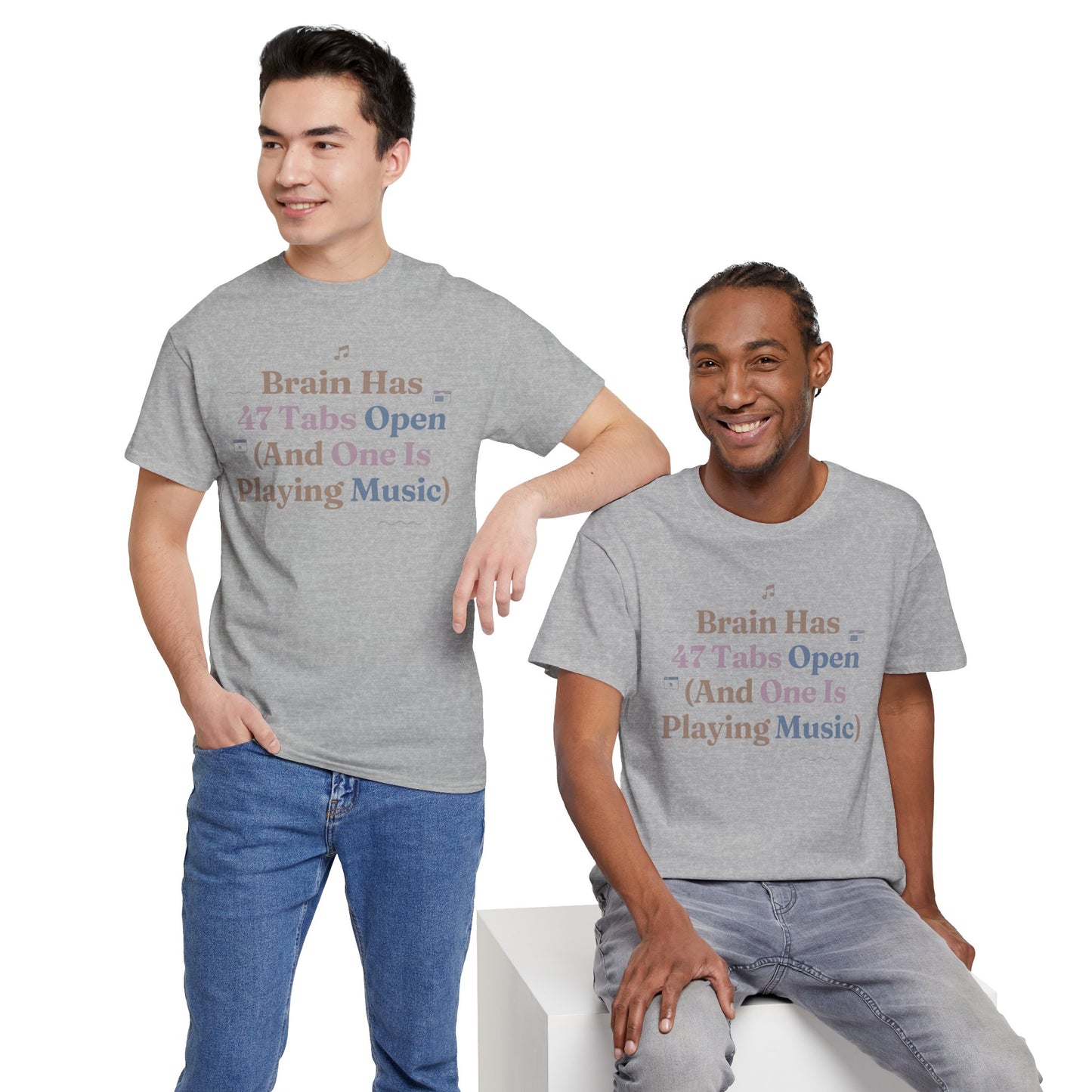 ADHD Lofi Aesthetic: 'Brain Has 47 Tabs Open (And One Is Playing Music)' Graphic Tee