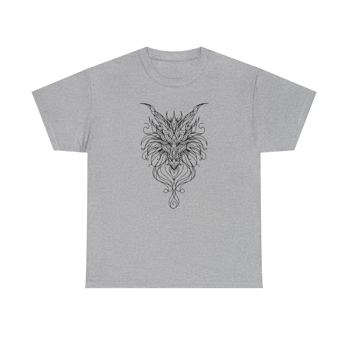 Dragon Line Art Shirt | Mythical Creature Sketch Tee | Minimalist Tattoo Style Top | Intricate Fantasy Art Gift | Unisex White T-Shirt
