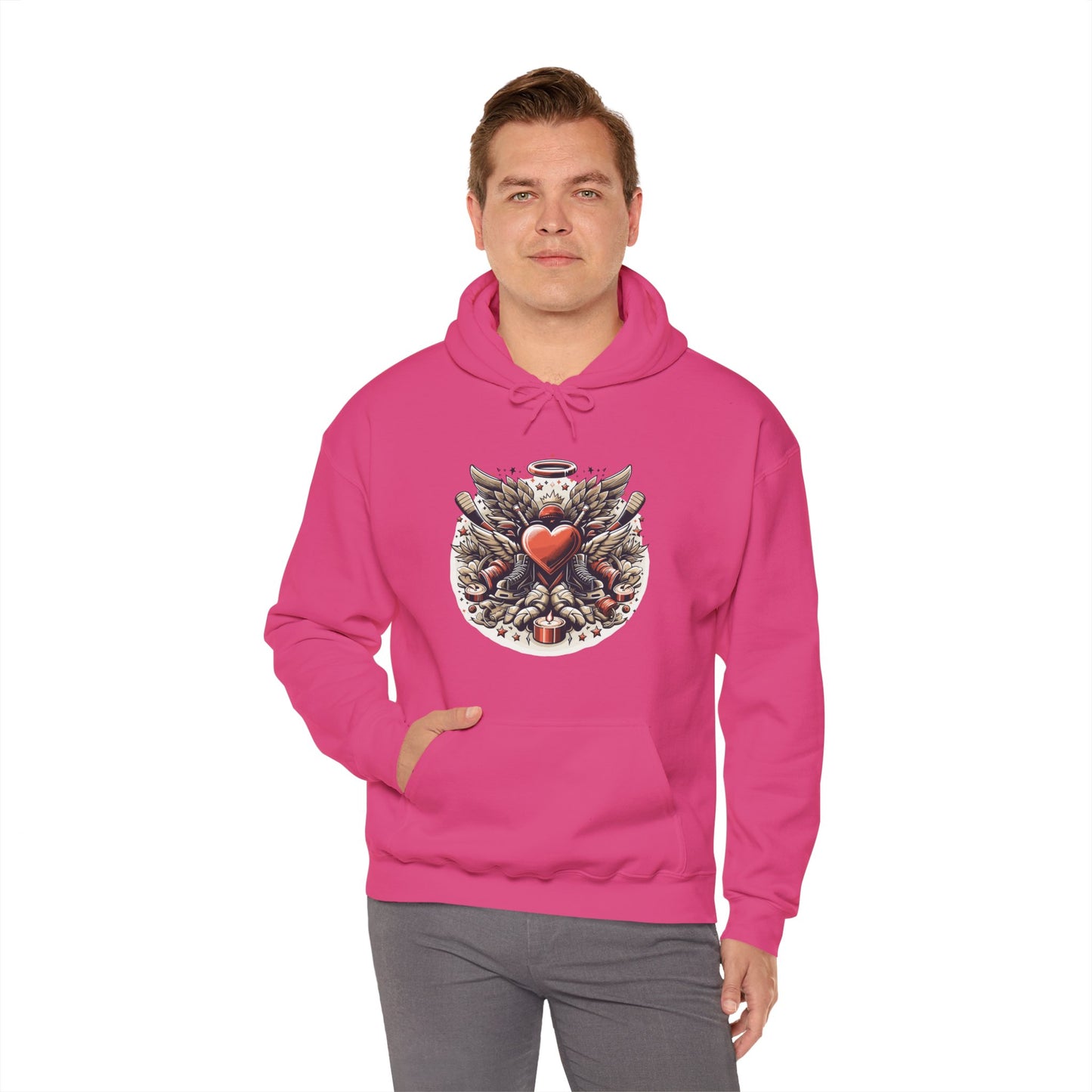 Hockey Heart & Angel Wings Hoodie | Edgy "Love the Game" Sweatshirt | Unique Sports Valentine's Gift