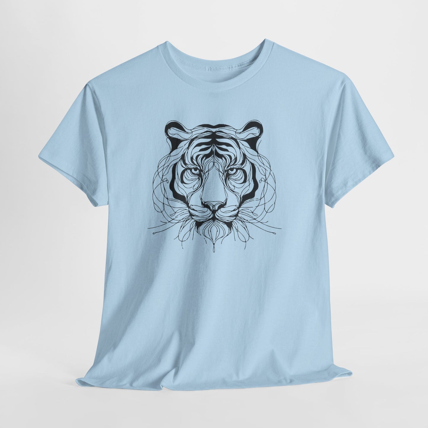 Tiger Line Art Shirt | Wild Animal Sketch Tee | Minimalist Big Cat Face Top | Heavy Cotton 100% Cotton Gift | Unisex Graphic T-Shirt