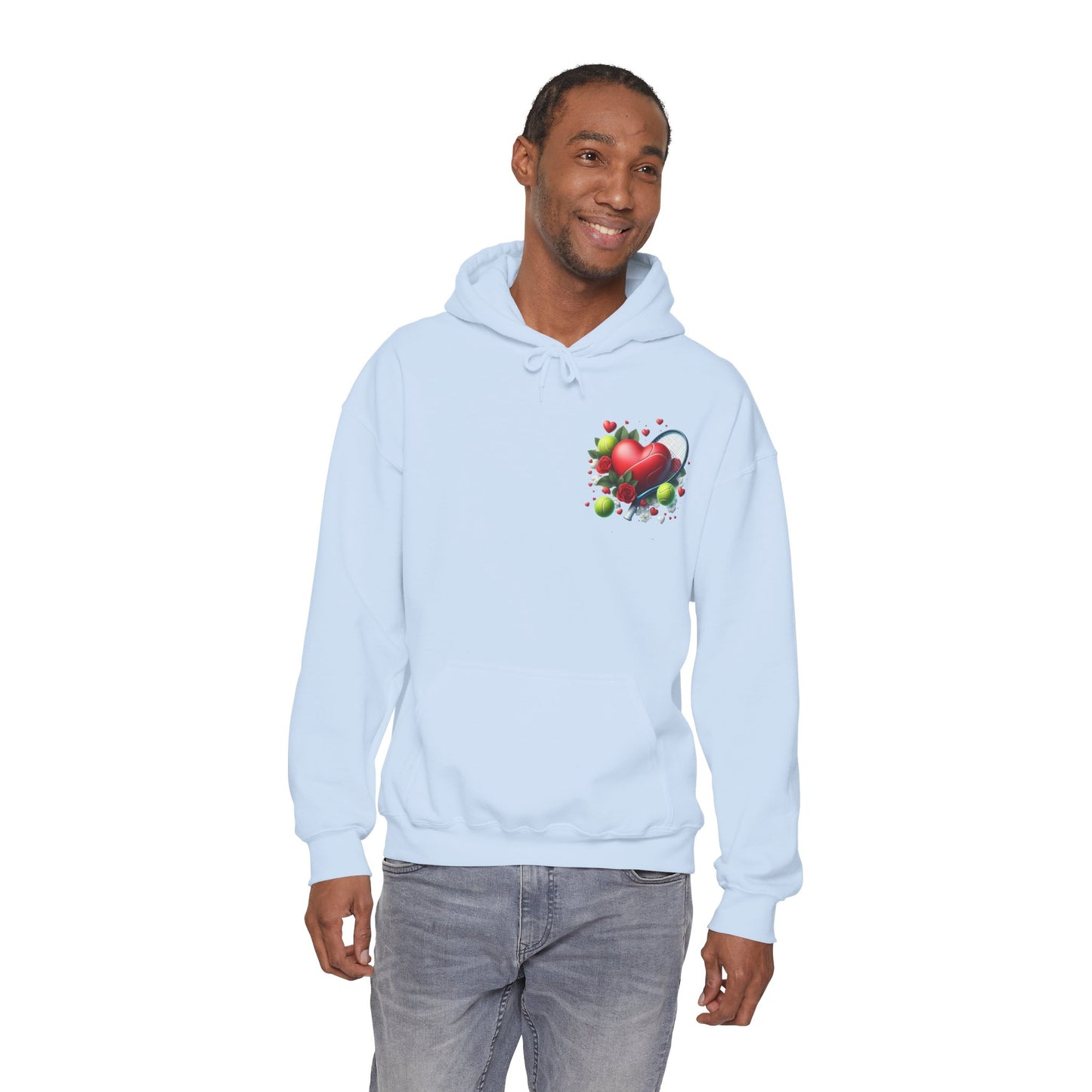 Tennis Love Hoodie: Heart Racquet Roses Balls Unisex Sweatshirt