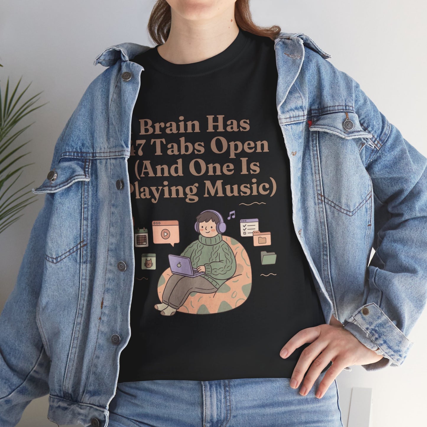 ADHD Lofi Aesthetic: 'Brain Has 47 Tabs Open (And One Is Playing Music)' Graphic Tee