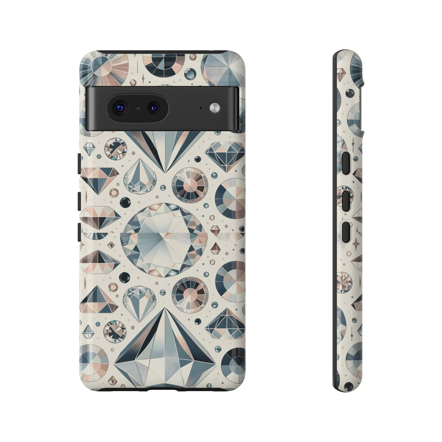 Diamond Pattern iPhone Case | Dual Layer Tough Cover | Luxury Gemstone Print | Glossy or Matte Finish | Shockproof Polycarbonate & TPU Shell