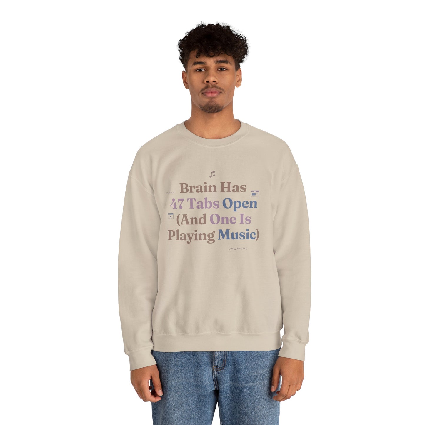 Hyperfocus Mode: '47 Tabs Open & Playing Music' Neurospicy Lofi Sweatshirt