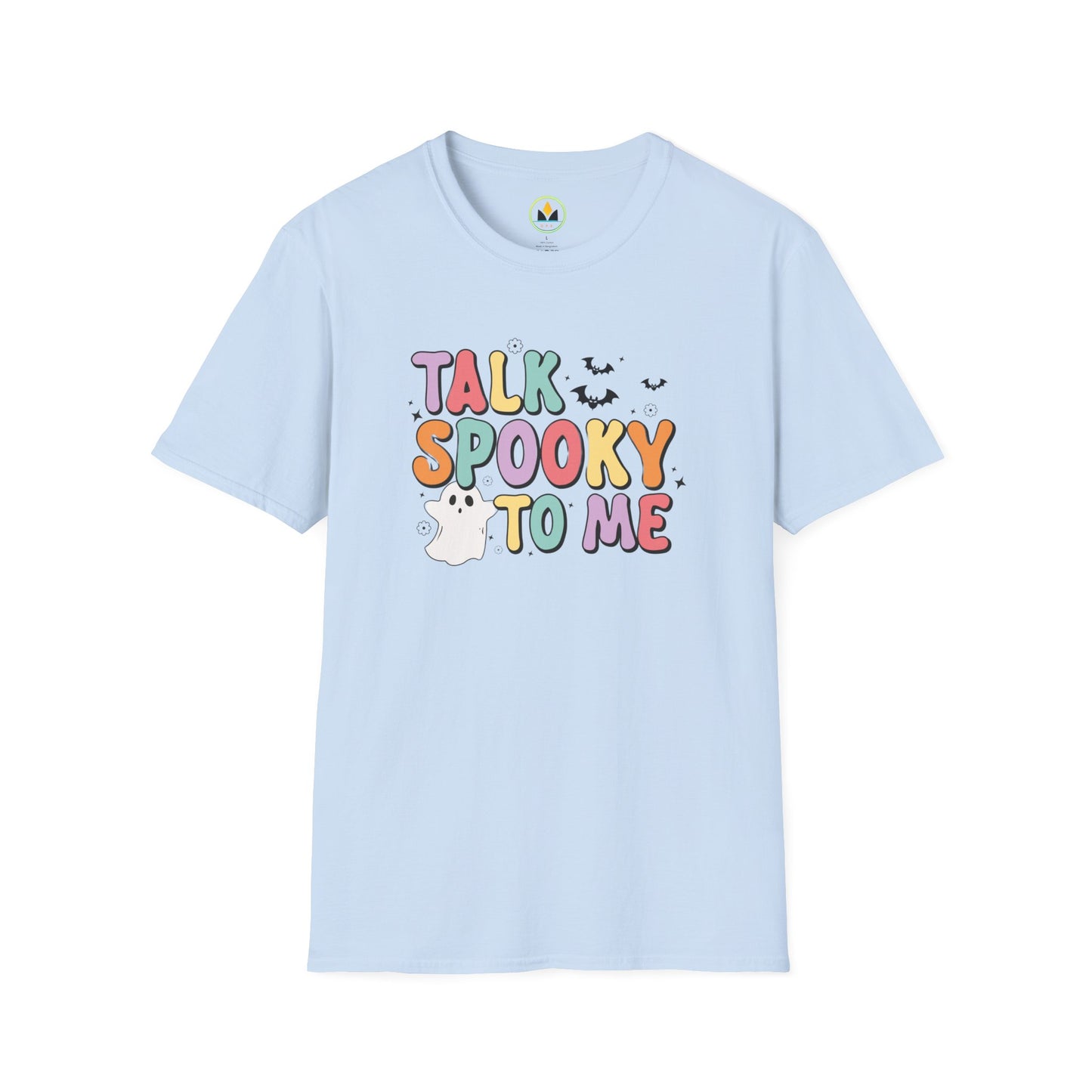 Talk Spooky To Me – Cute Pastel Ghost Halloween T‑Shirt for Spooky Season Lovers