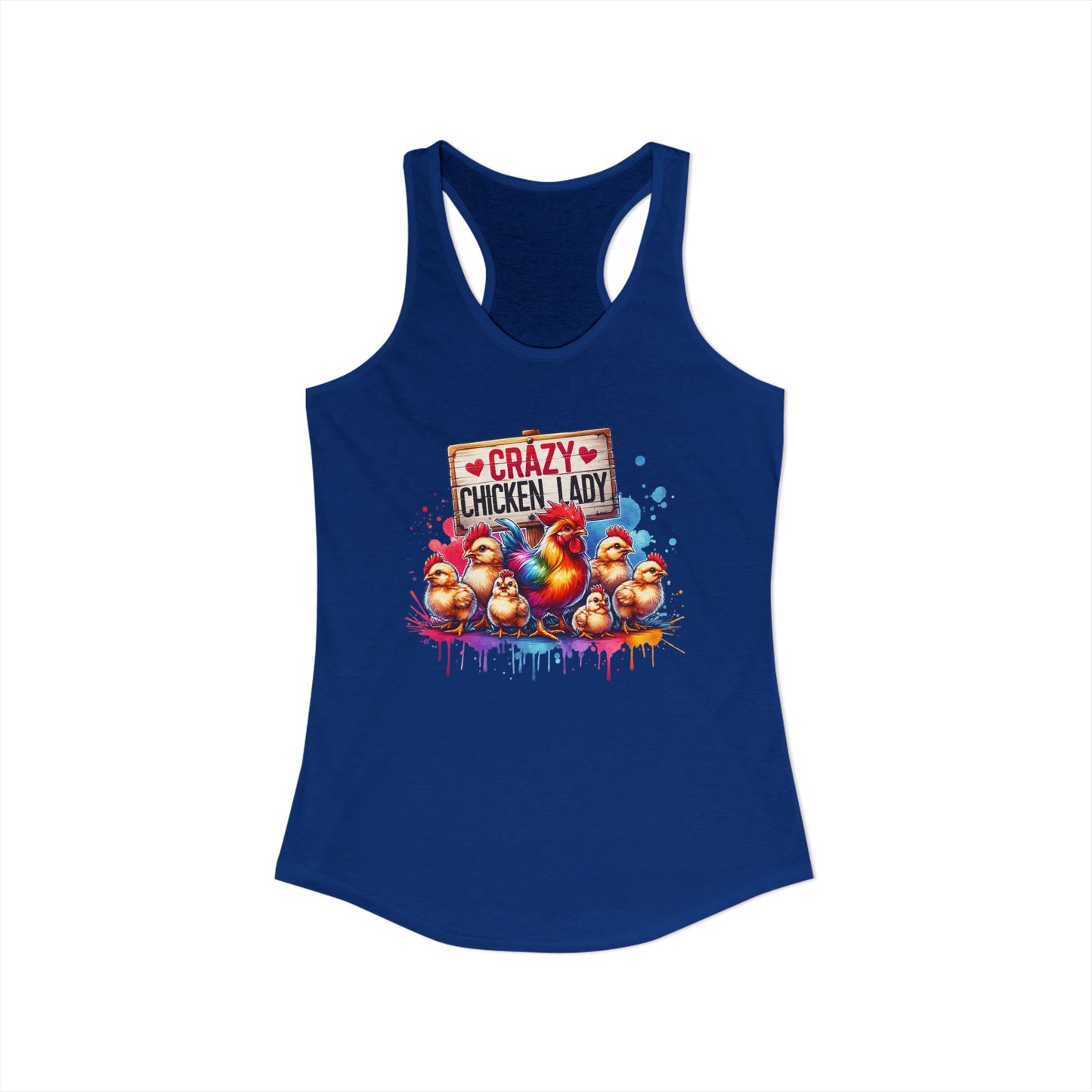 Whimsical ‘Crazy Chicken Lady’ Illustrated Tank Top – Perfect for Poultry Enthusiasts