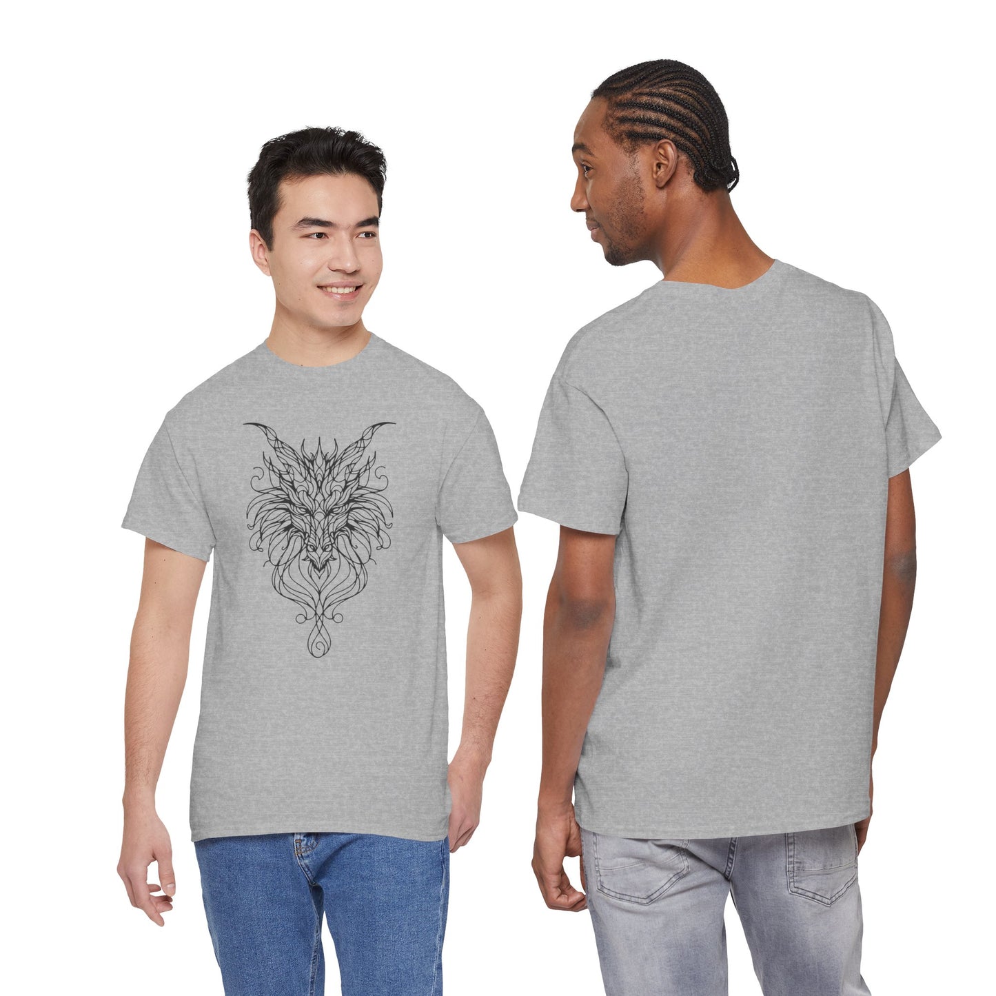 Dragon Line Art Shirt | Mythical Creature Sketch Tee | Minimalist Tattoo Style Top | Intricate Fantasy Art Gift | Unisex White T-Shirt