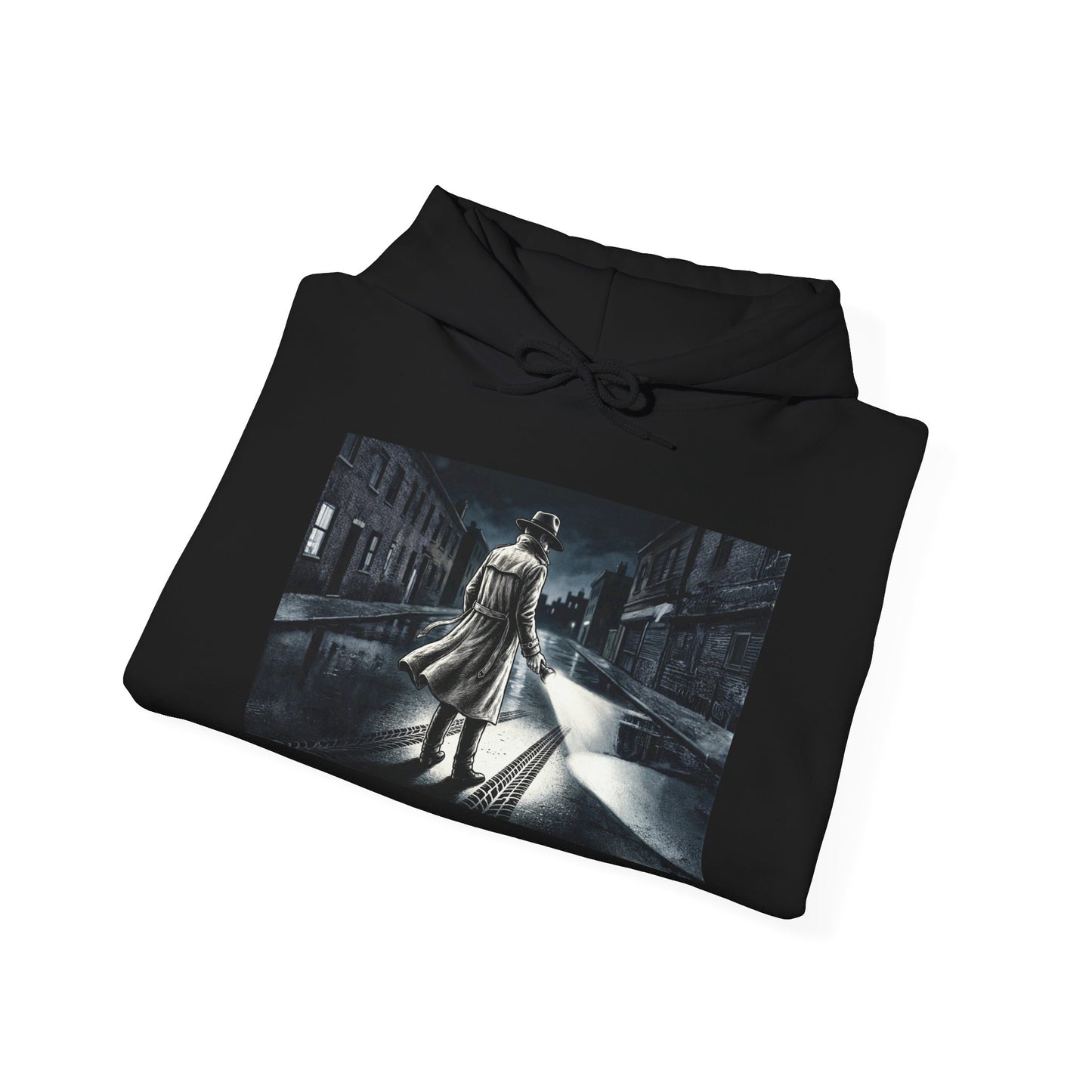 Shadow Streets Noir Detective Hoodie | Vintage Mystery Trench Coat