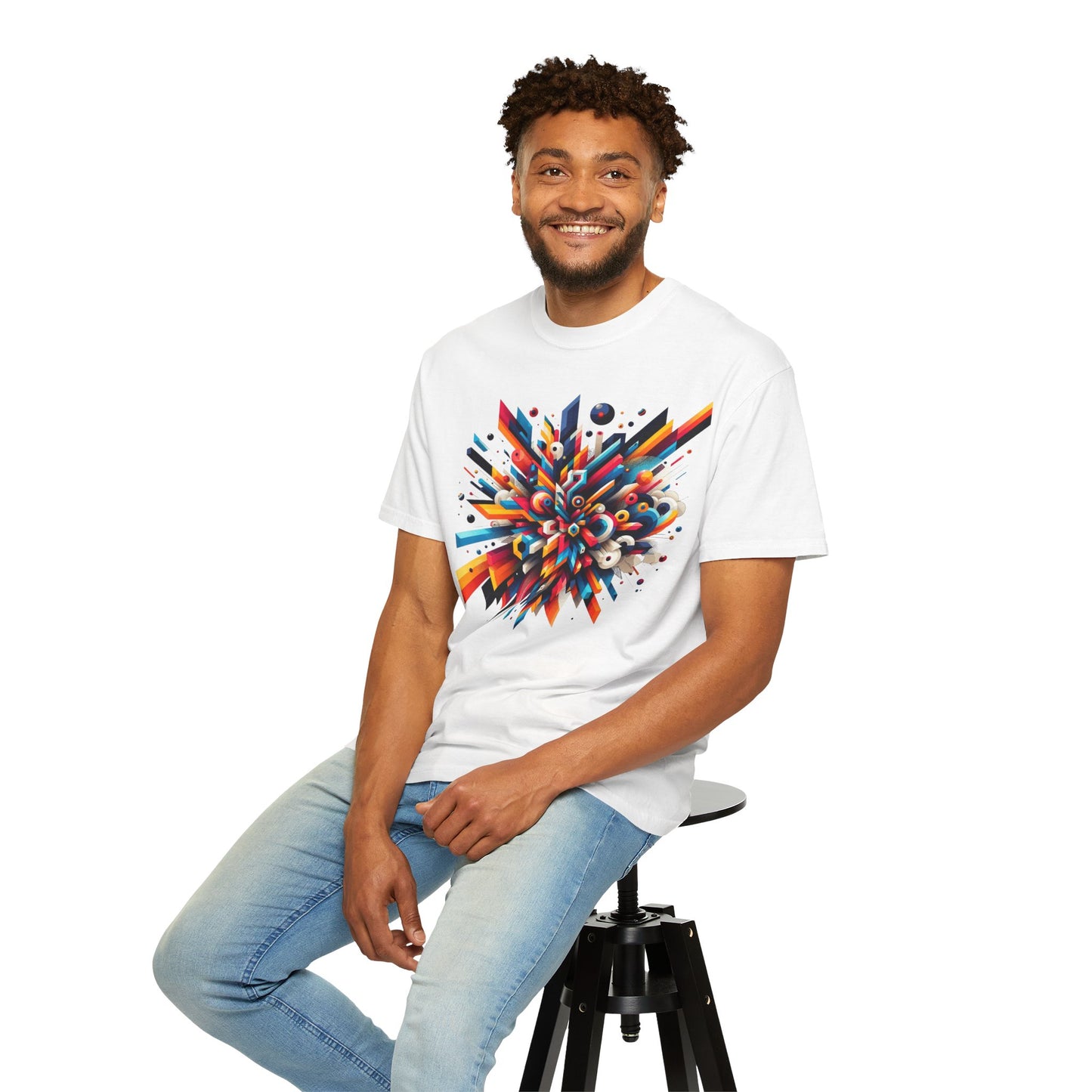 Abstract Art Energy Shirt | Comfort Colors 1717 | Vibrant Geometric Explosion Tee | Soft Washed Garment Dyed Cotton | Artistic Streetwear