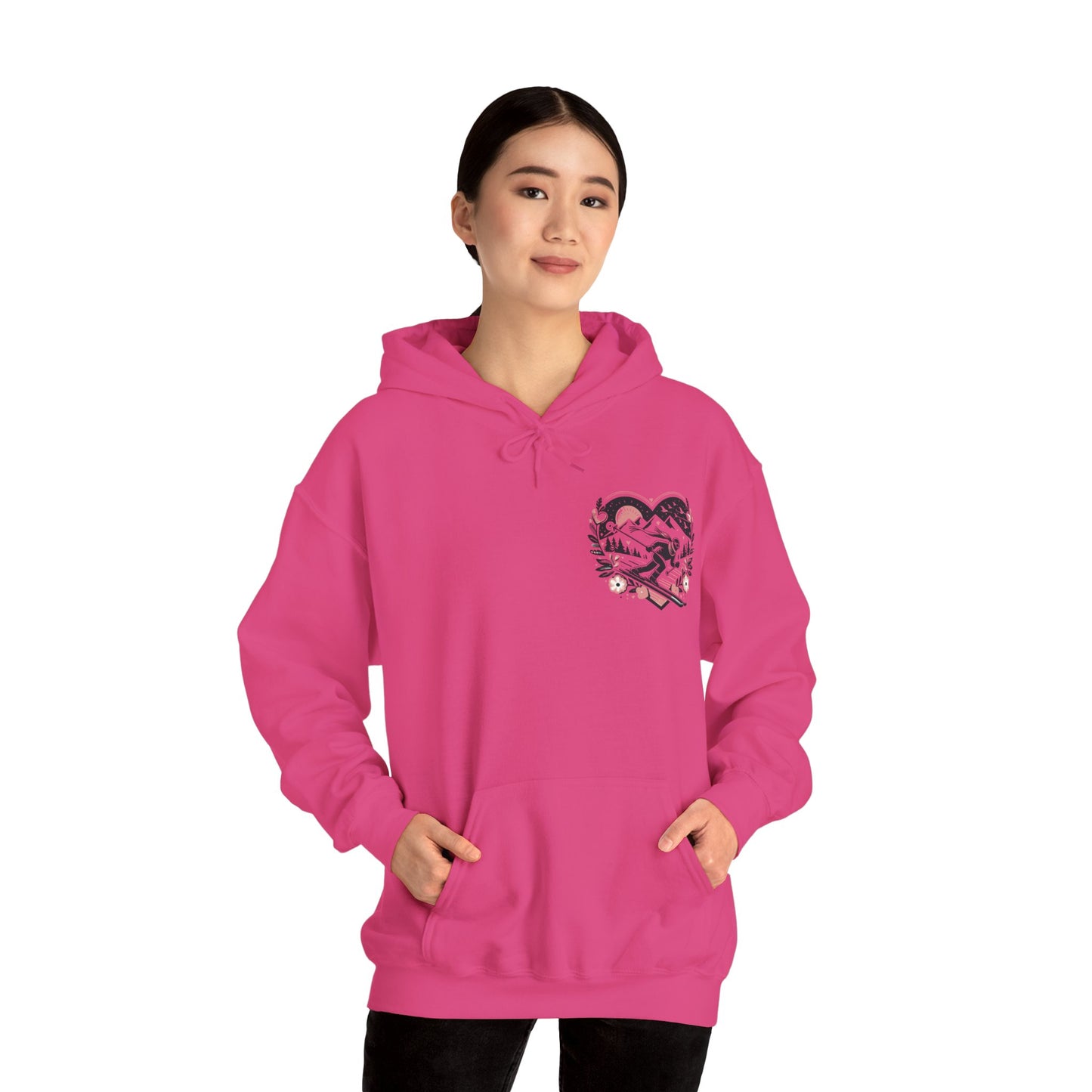 Love the Slopes" Skiing Hoodie | Mountain Heart Illustrated Sweatshirt | Après Ski & Winter Sports Gift