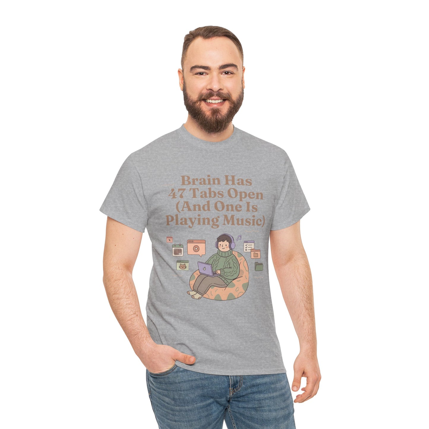 ADHD Lofi Aesthetic: 'Brain Has 47 Tabs Open (And One Is Playing Music)' Graphic Tee