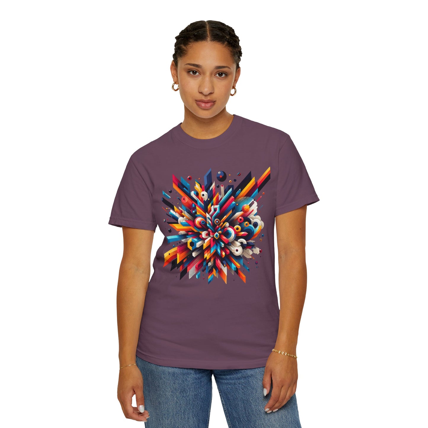Abstract Art Energy Shirt | Comfort Colors 1717 | Vibrant Geometric Explosion Tee | Soft Washed Garment Dyed Cotton | Artistic Streetwear