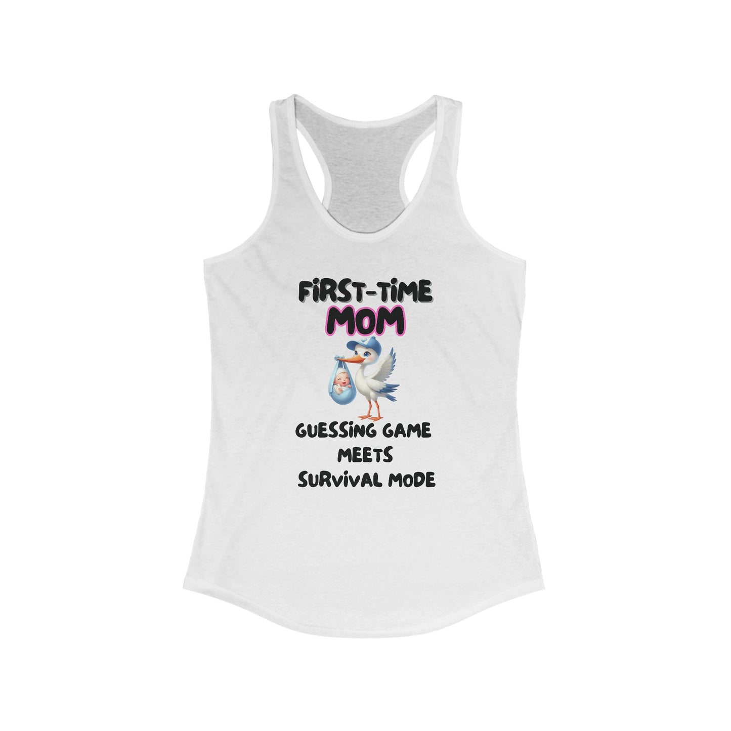 First-Time Mom Tank Top - Stork & Baby Design | New Mother Survival Humor