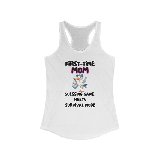 First-Time Mom Tank Top - Stork & Baby Design | New Mother Survival Humor