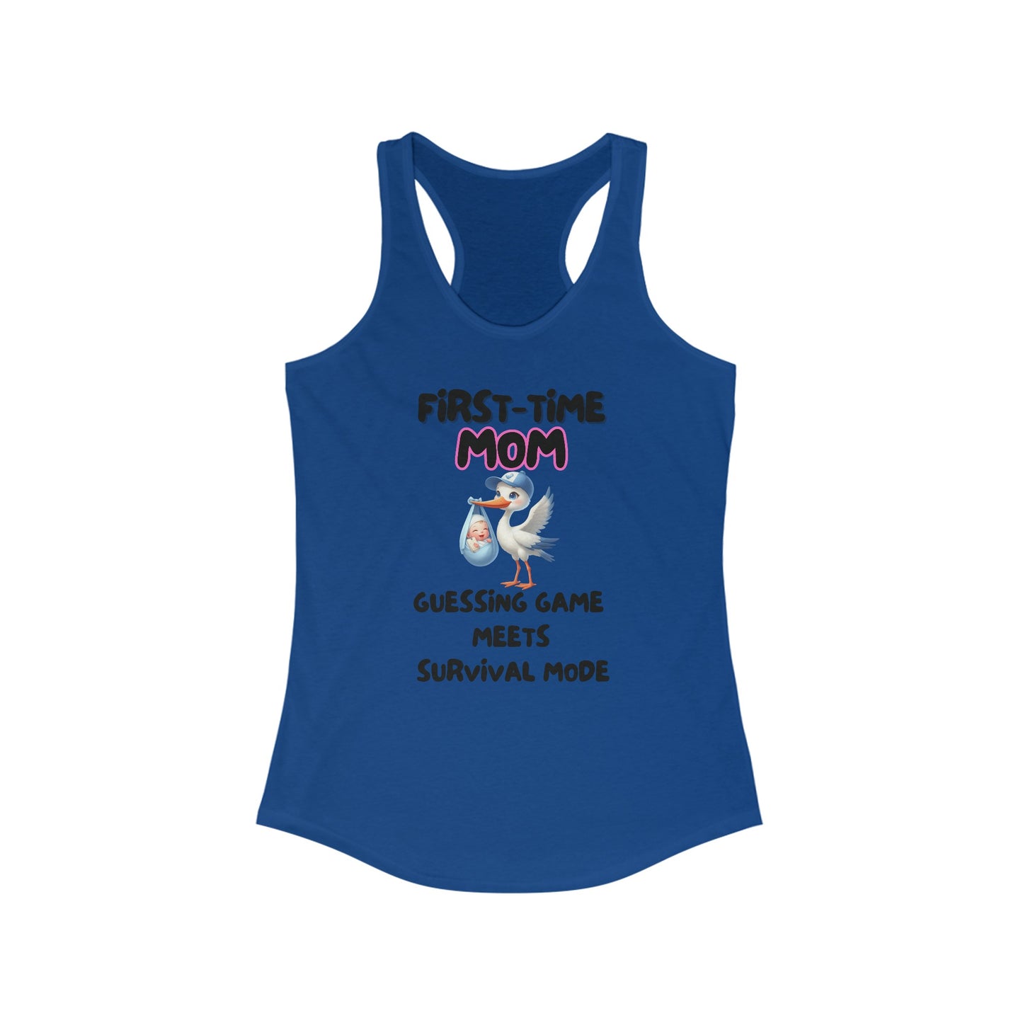 First-Time Mom Tank Top - Stork & Baby Design | New Mother Survival Humor