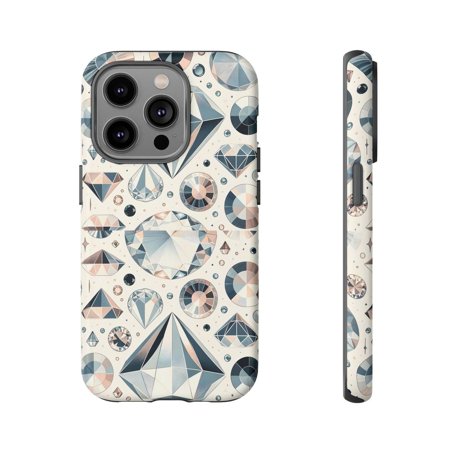 Diamond Pattern iPhone Case | Dual Layer Tough Cover | Luxury Gemstone Print | Glossy or Matte Finish | Shockproof Polycarbonate & TPU Shell