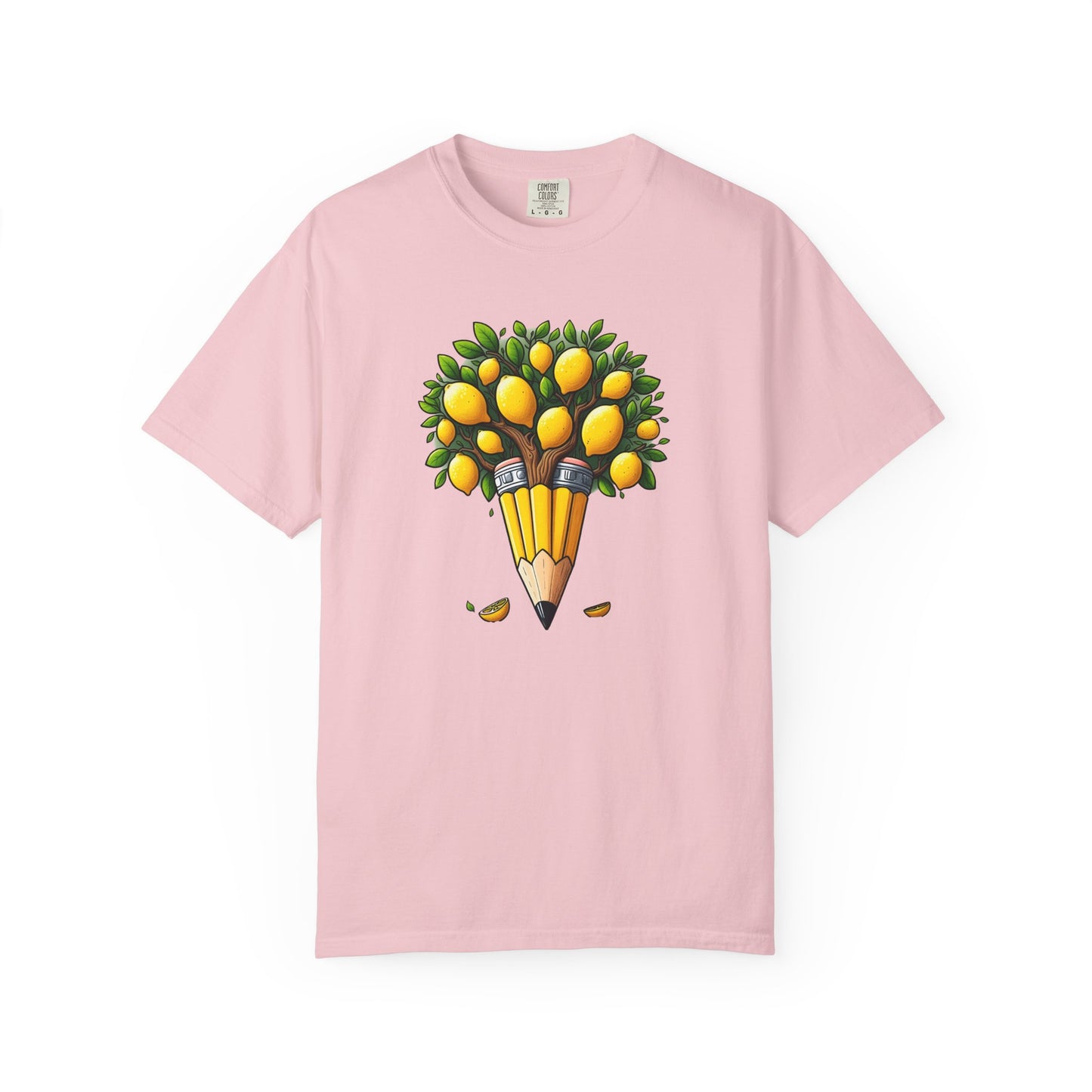 Artistic Lemon Pencil Tree T-Shirt - Unique Art & Nature Celebrating Growth and Imagination