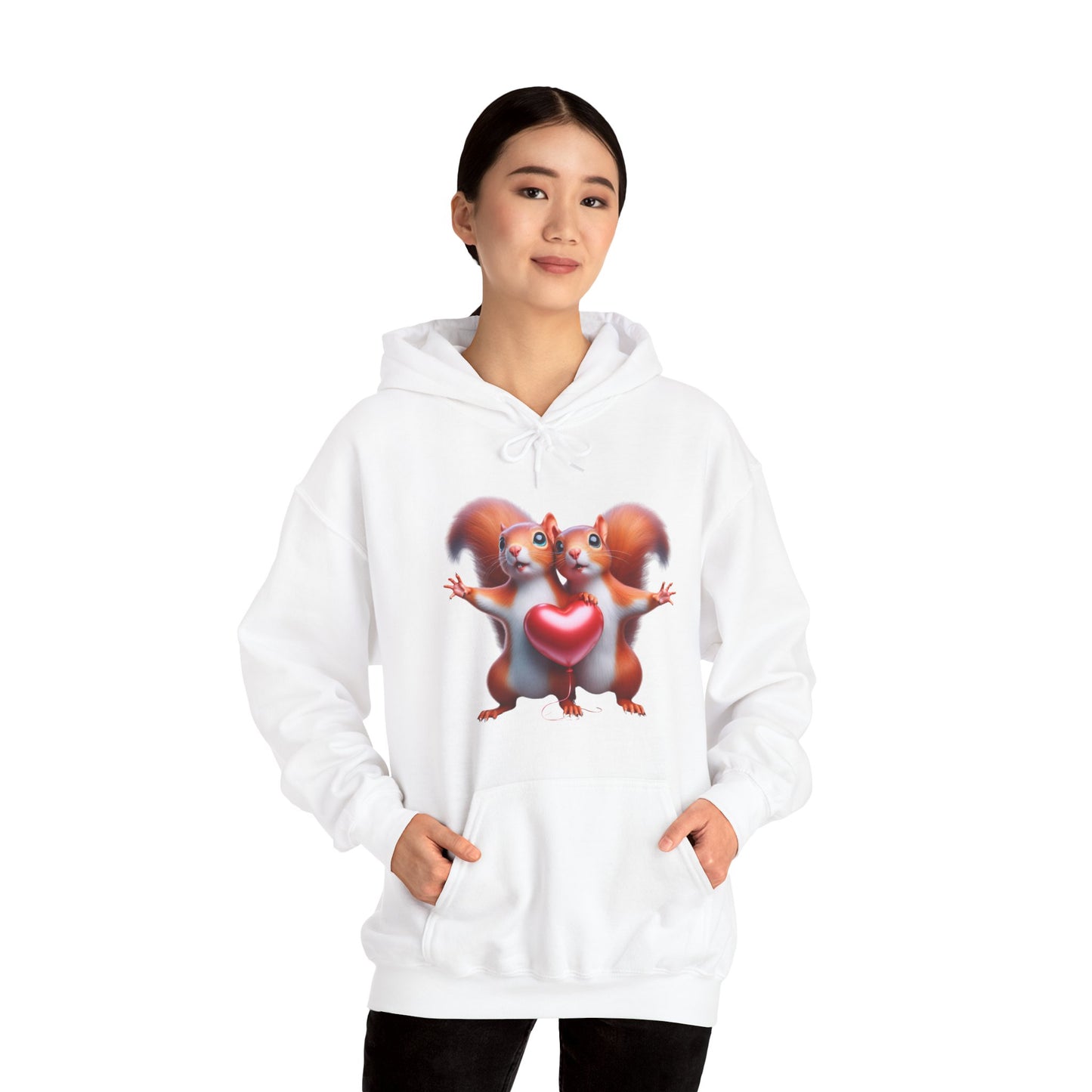 Squirrel Couple Heart Hoodie," "Cute Animal Hoodie