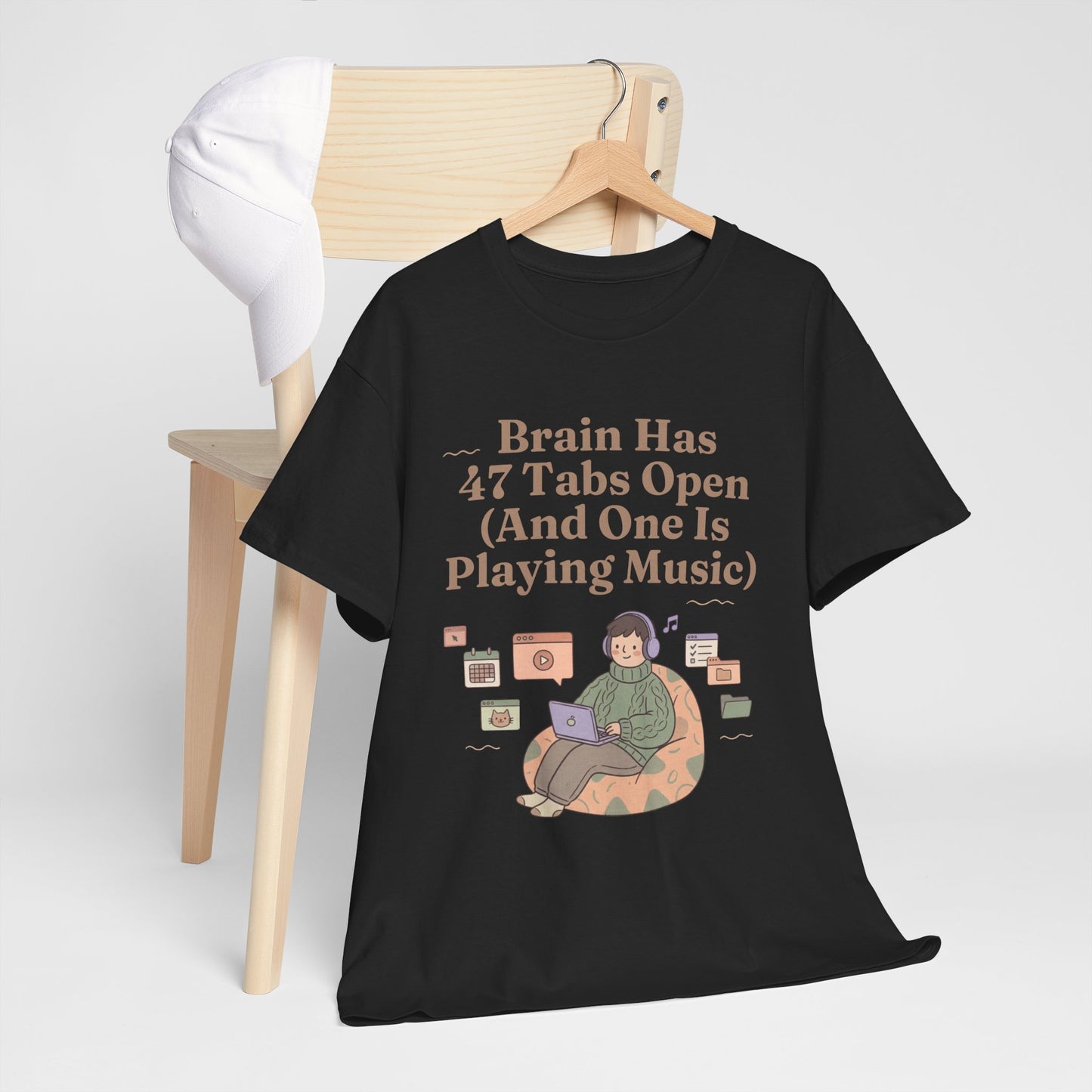 ADHD Lofi Aesthetic: 'Brain Has 47 Tabs Open (And One Is Playing Music)' Graphic Tee