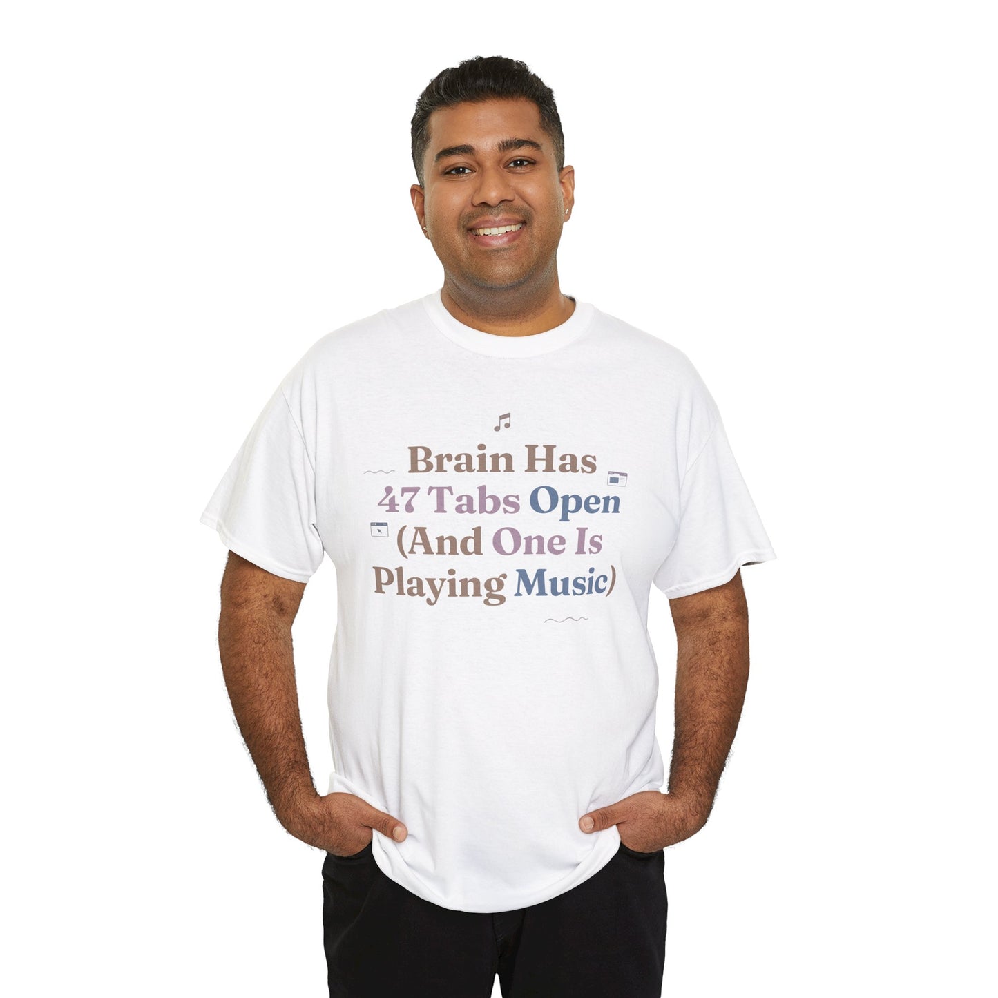 ADHD Lofi Aesthetic: 'Brain Has 47 Tabs Open (And One Is Playing Music)' Graphic Tee