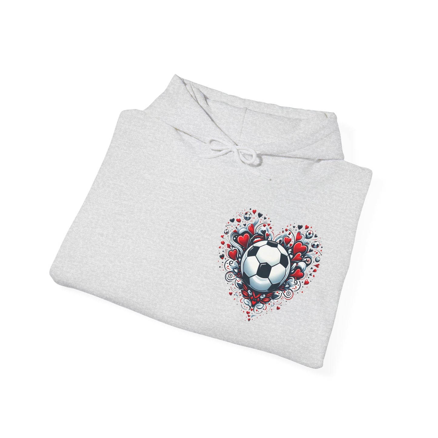 Love the Game Soccer Heart Hoodie | Minimalist Left-Chest Print | Soccer Mom & Fan Gift