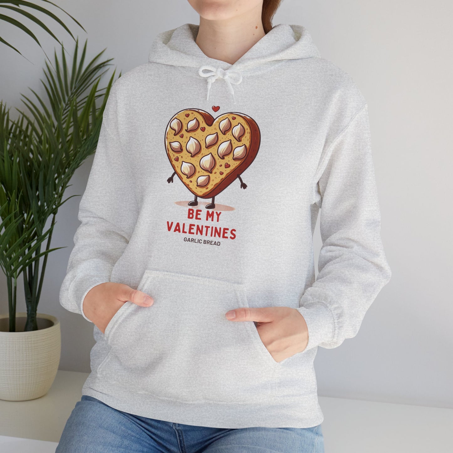 Garlic Bread Heart Hoodie Be My Valentines Unisex Sweatshirt - Funny Foodie Gift