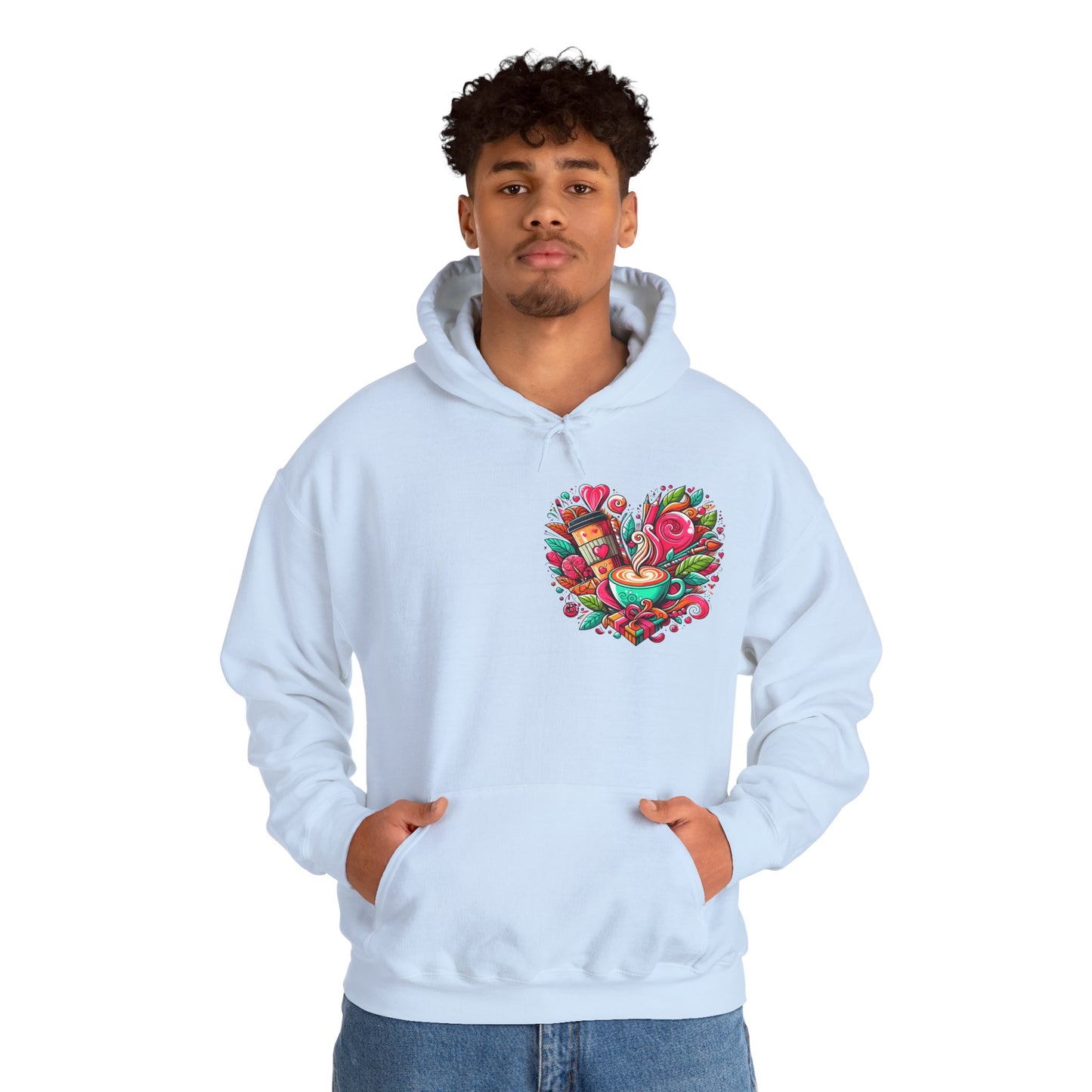 Urban Brew: Vibrant Graffiti Coffee Love Heart Hoodie
