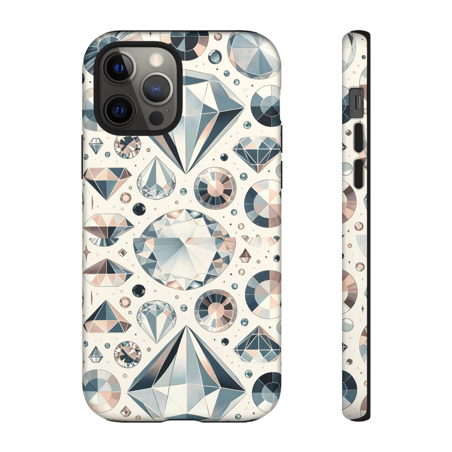 Diamond Pattern iPhone Case | Dual Layer Tough Cover | Luxury Gemstone Print | Glossy or Matte Finish | Shockproof Polycarbonate & TPU Shell