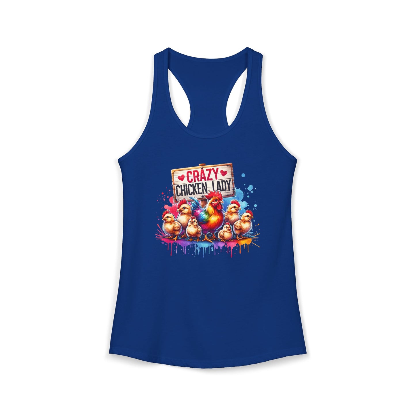Whimsical ‘Crazy Chicken Lady’ Illustrated Tank Top – Perfect for Poultry Enthusiasts