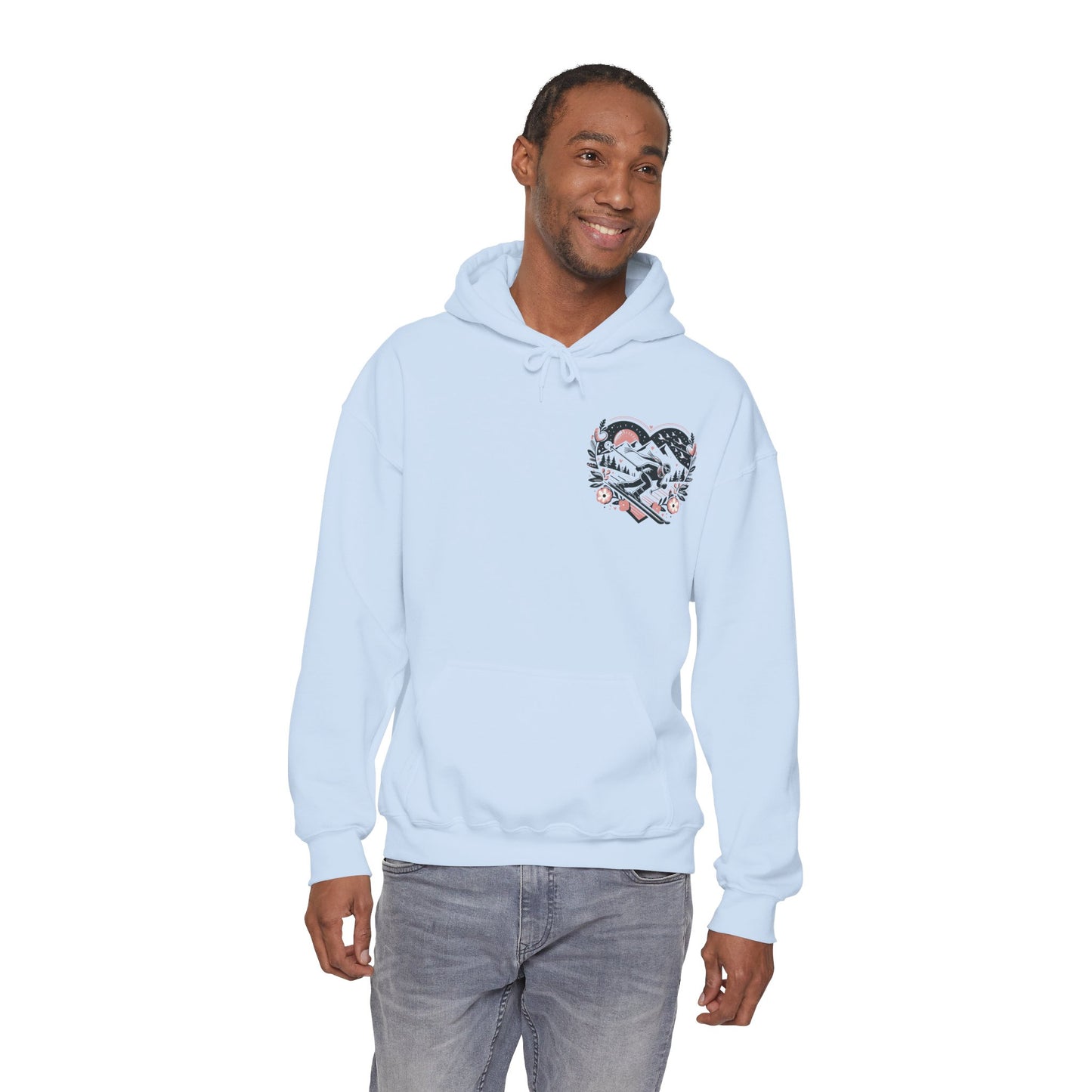 Love the Slopes" Skiing Hoodie | Mountain Heart Illustrated Sweatshirt | Après Ski & Winter Sports Gift