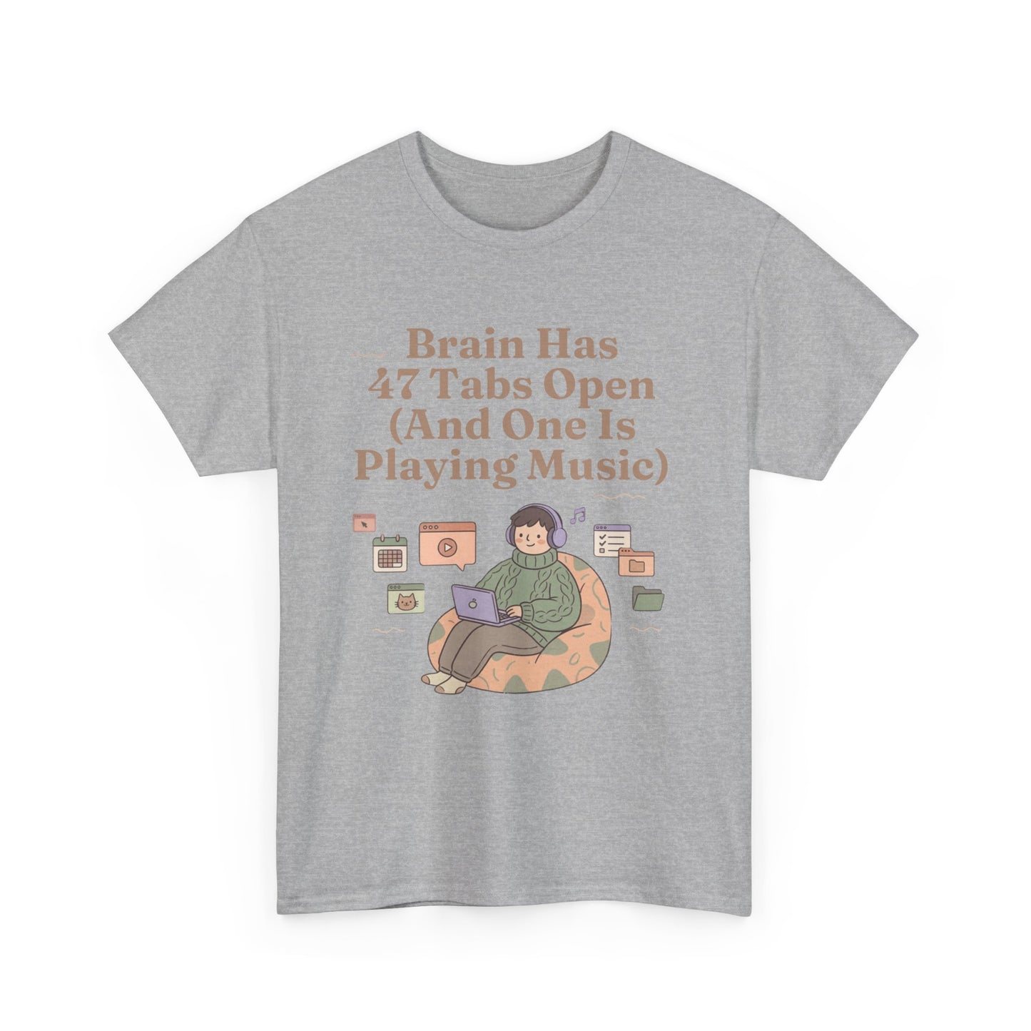 ADHD Lofi Aesthetic: 'Brain Has 47 Tabs Open (And One Is Playing Music)' Graphic Tee
