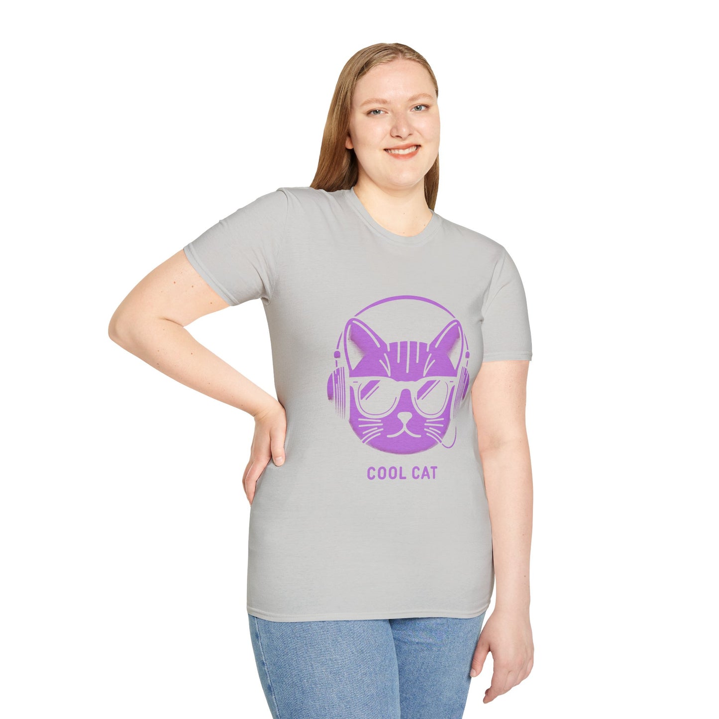 Cool Cat - Halloween Cat with Headphones Unisex Softstyle T-Shirt
